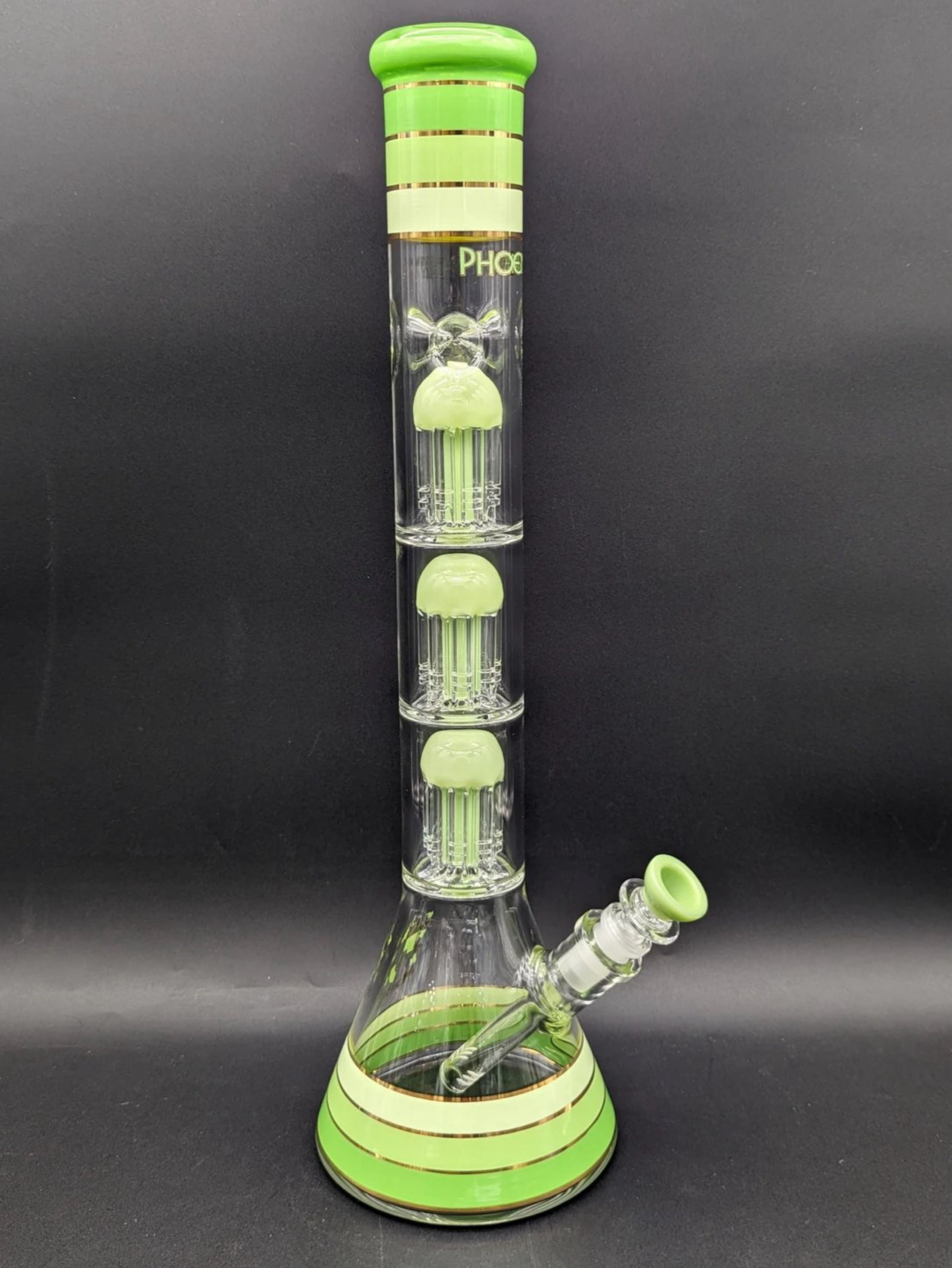 Preview pic of PHOENIX 18" STRIPED BEAKER W/ TRIPLE TREE PERC