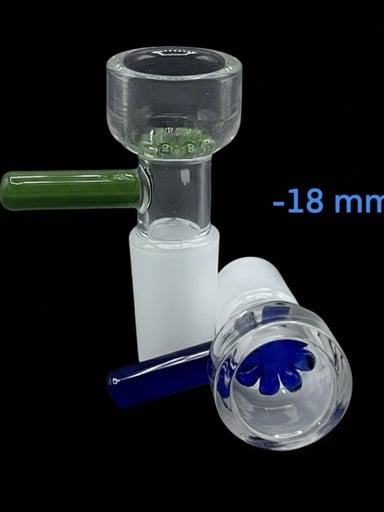 Preview pic of 2pcs 18mm Male Glass Funnel Bowl Slide Bowl With Snowflake Screen For Glass Bong