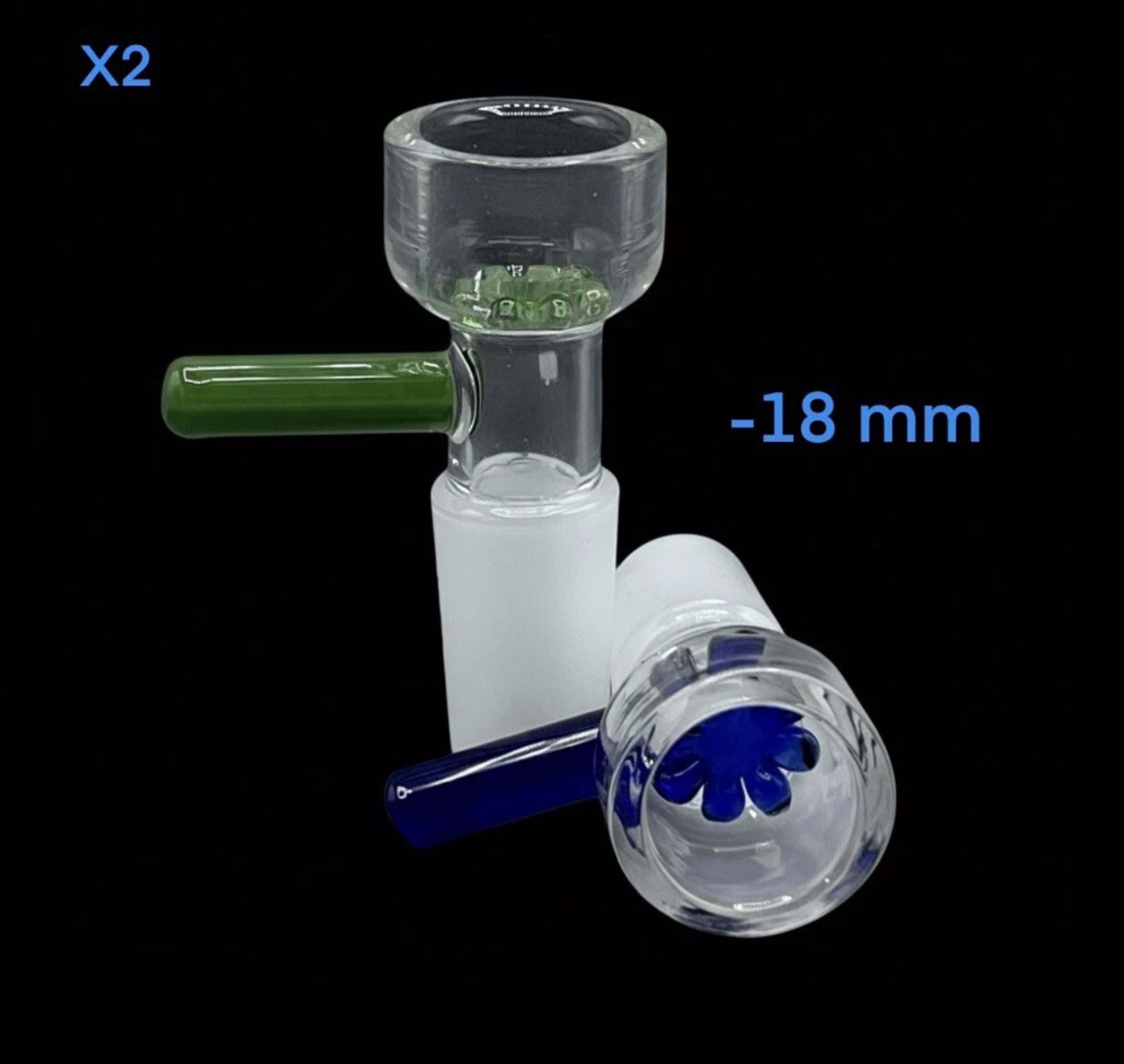 Preview pic of 2pcs 18mm Male Glass Funnel Bowl Slide Bowl With Snowflake Screen For Glass Bong