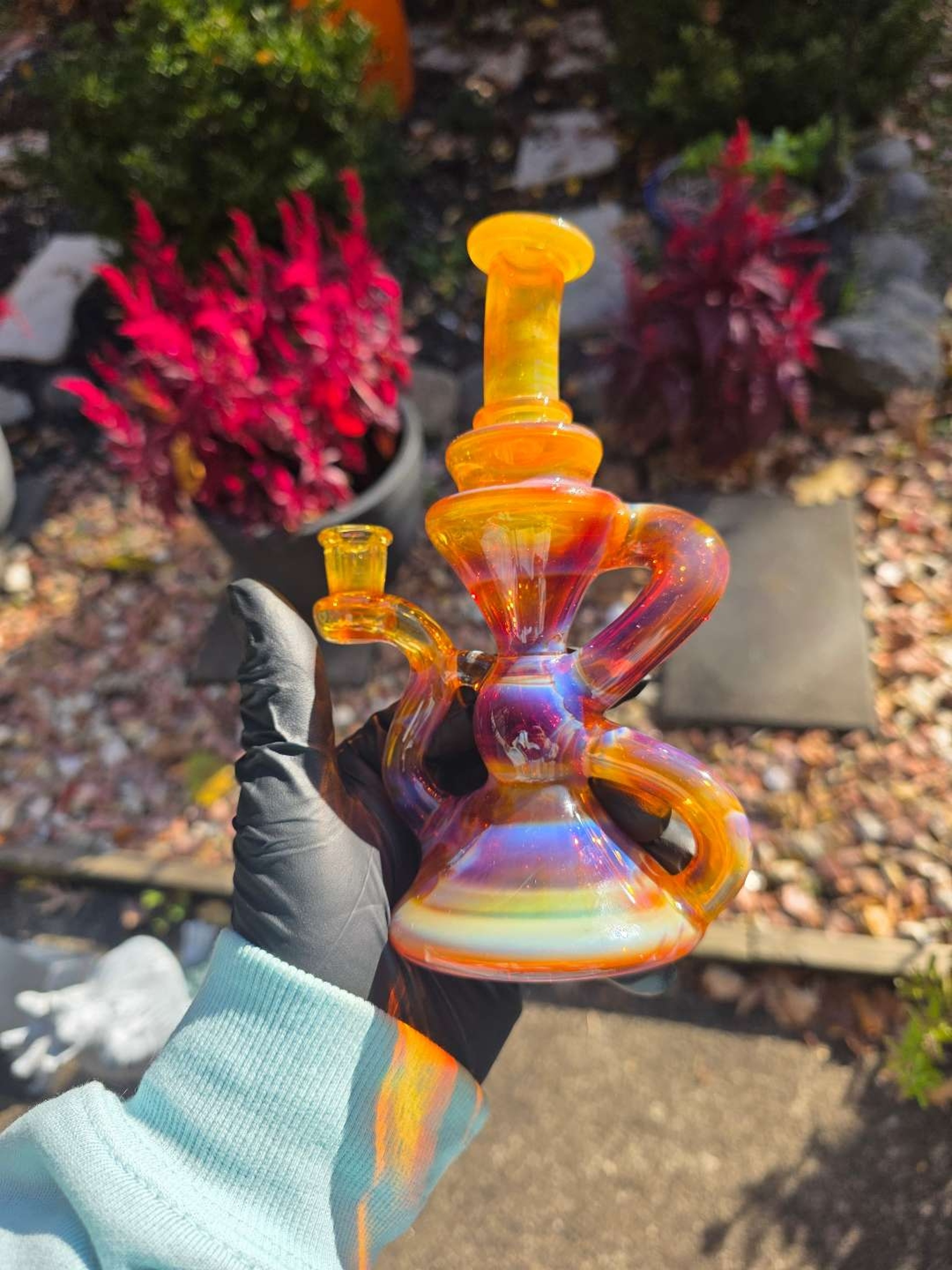 Guava Roots Blob Glass recycler 10mm rig with Pelican and spinner cap image 0