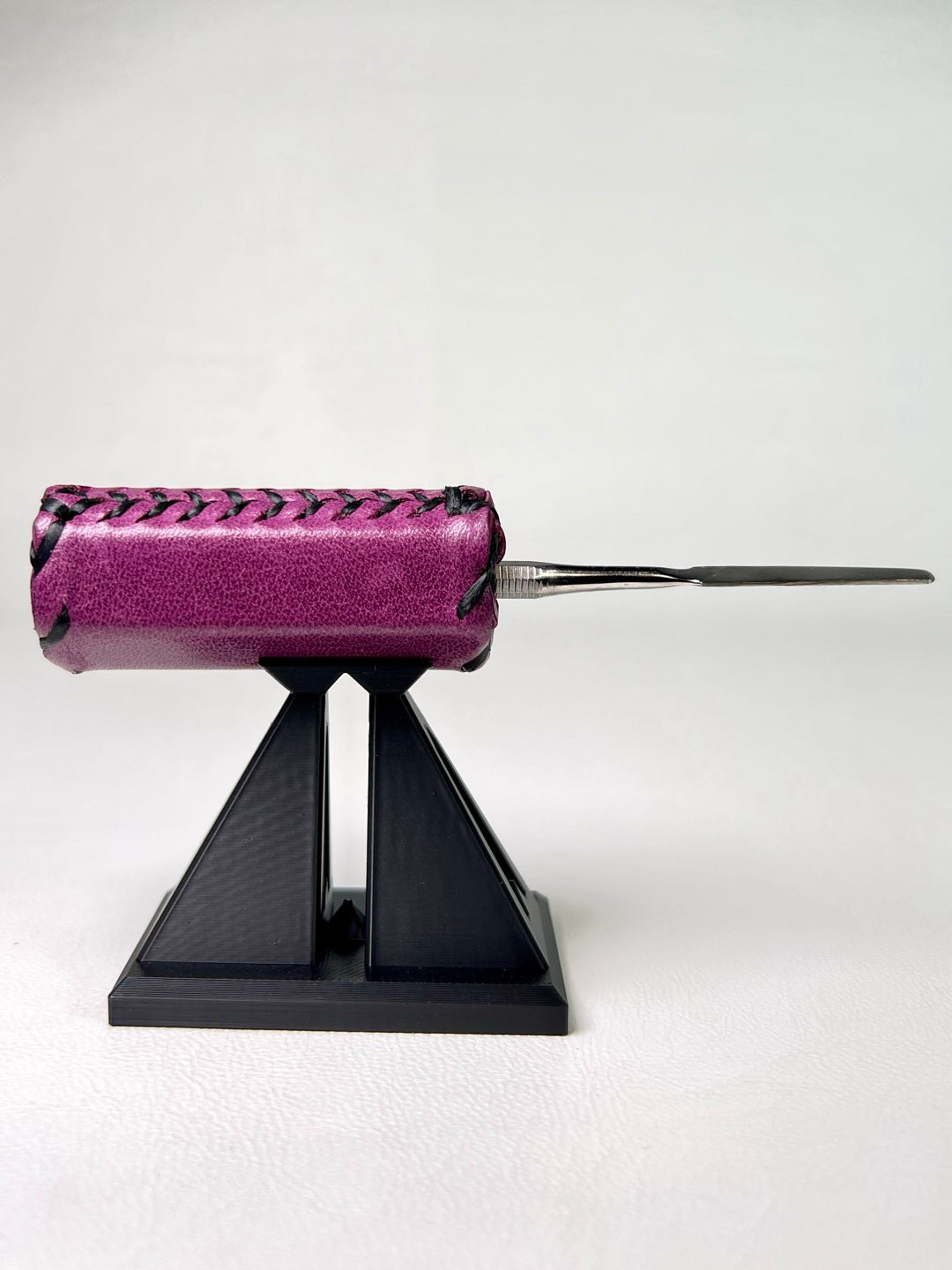 Preview pic of Hexagon Plum Leather Wrapped Dab Tool