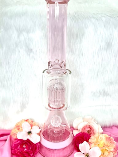 Preview pic of Pink Double Tree Pec 18 Inch Bong