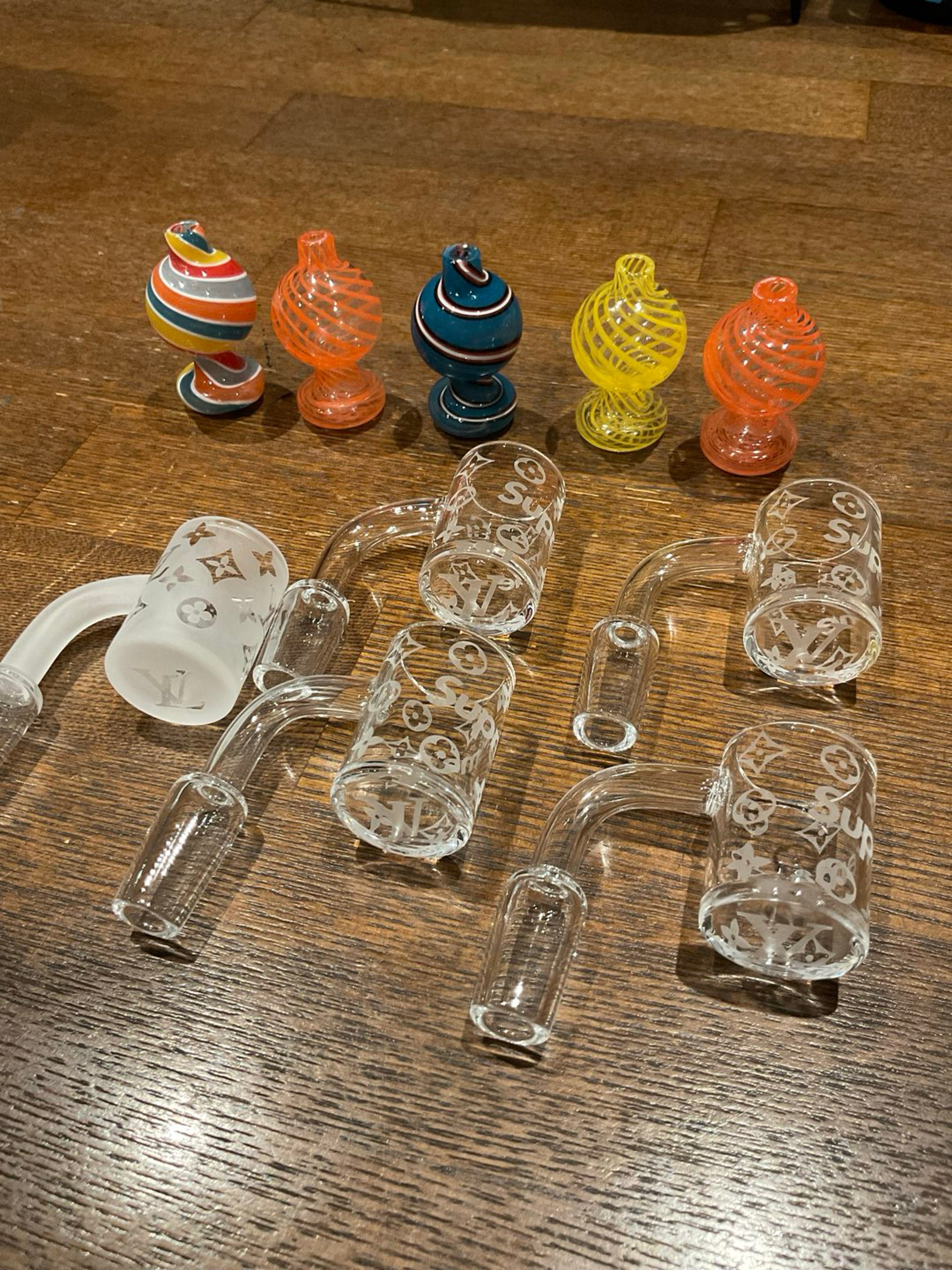 10 piece 14mm quartz/bubble cap combo image 0
