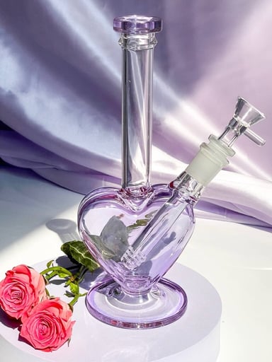 Preview pic of Purple Heart-Shaped Bong w/ 6 Slit Perc 💜