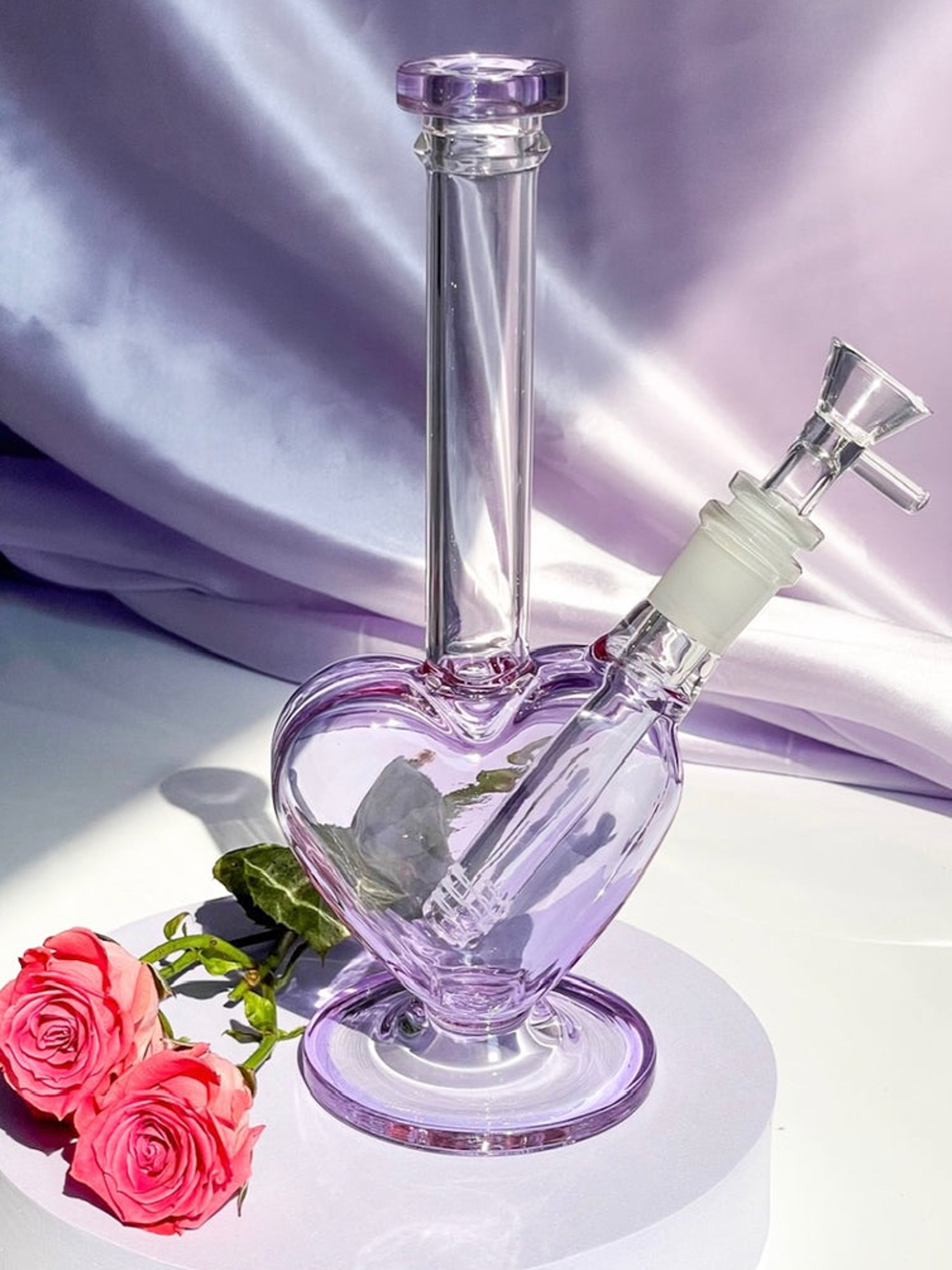 Preview pic of Purple Heart-Shaped Bong w/ 6 Slit Perc 💜