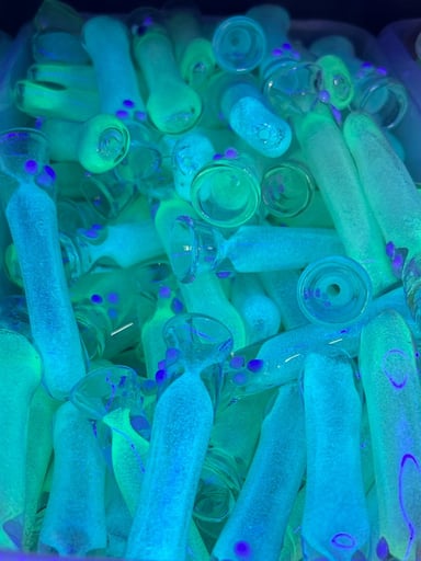 Preview pic of ($6/ea) Glow in the Dark/UV Reactive Marbled Chillums (Prices per amount in description)