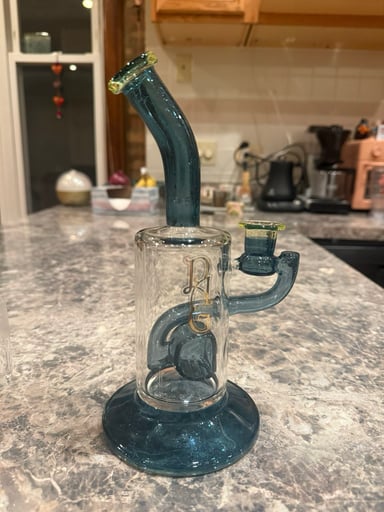 Preview pic of Phatt Ass Glass - 14mm - Blue Stardust w/ Illuminati Lip Wrap