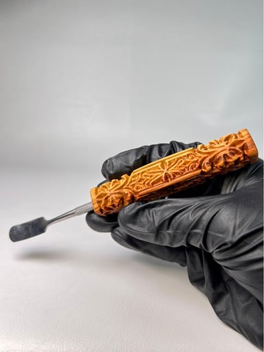 Preview pic of Vitruvian Engraved Canary Wood Dab Tool