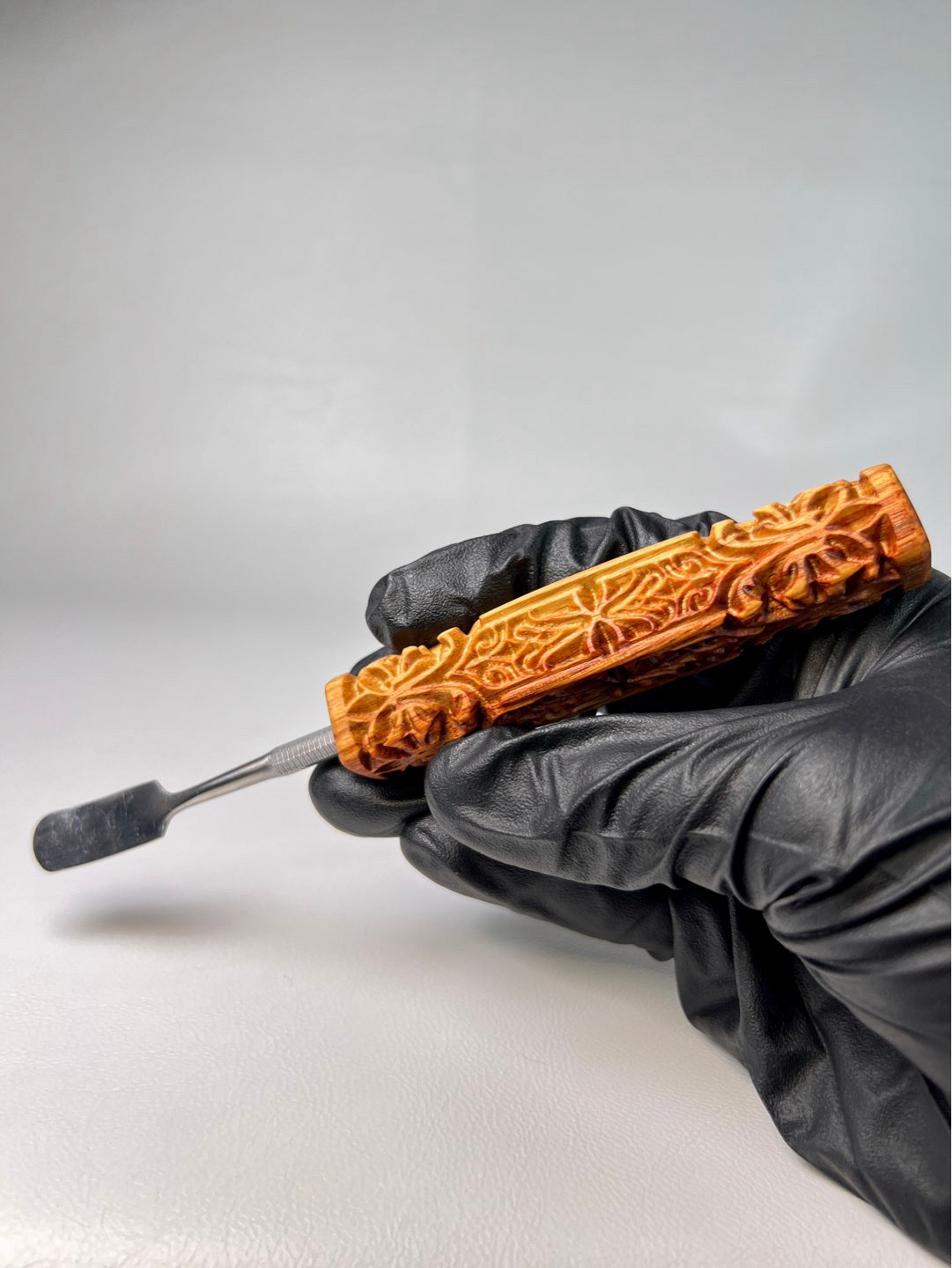 Vitruvian Engraved Canary Wood Dab Tool image 0