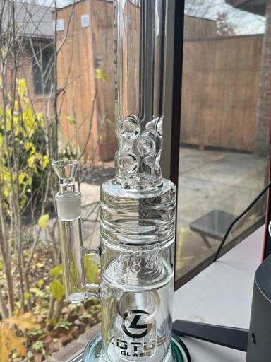 Preview pic of 18 inch 18mm Lotus Glass 3 Perc Straight Tube