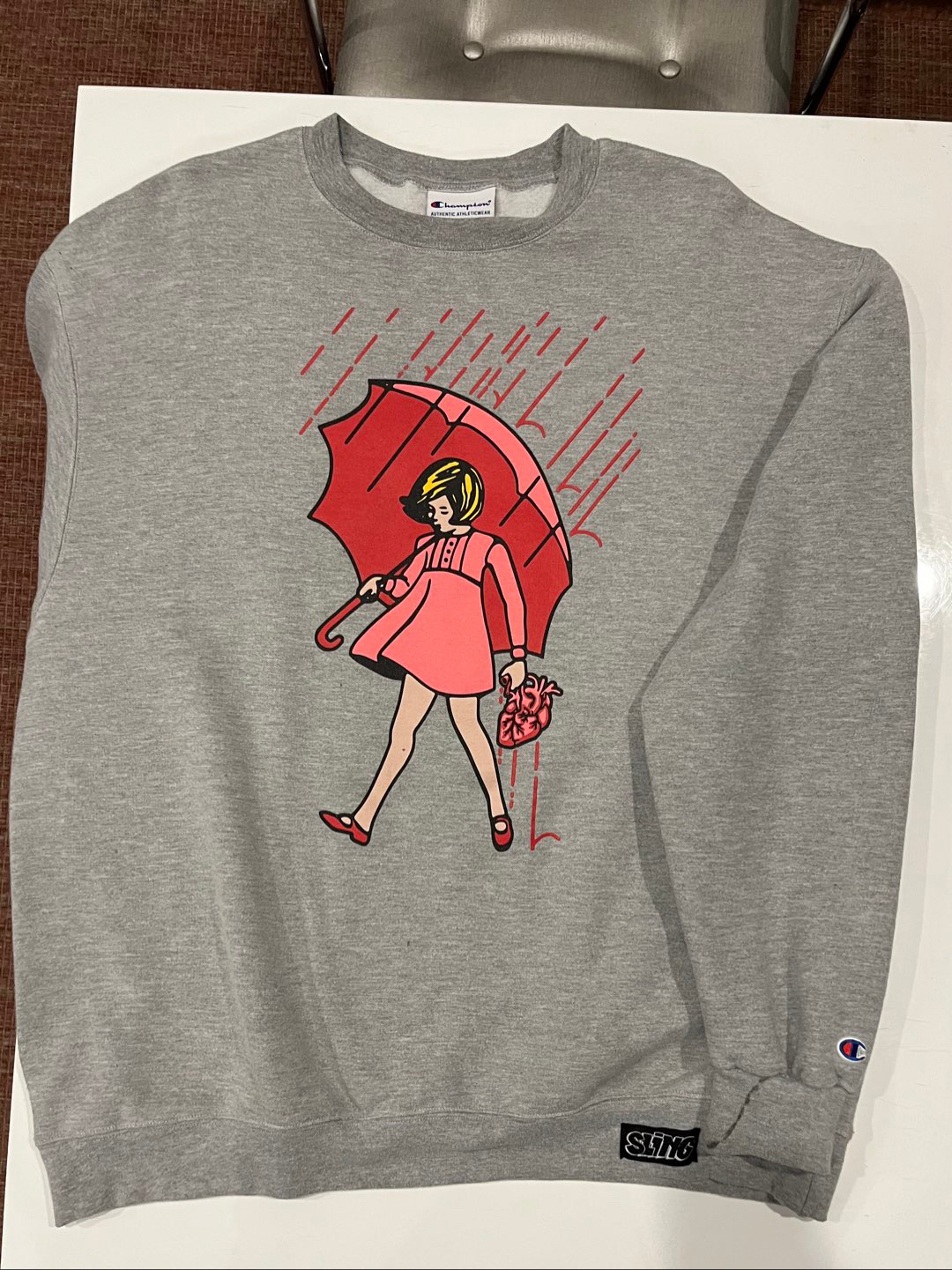 Preview pic of XL "Reign In Blood" Girl (Heart Girl) Authentic Champion Crewneck Sweatshirt by Slingertr