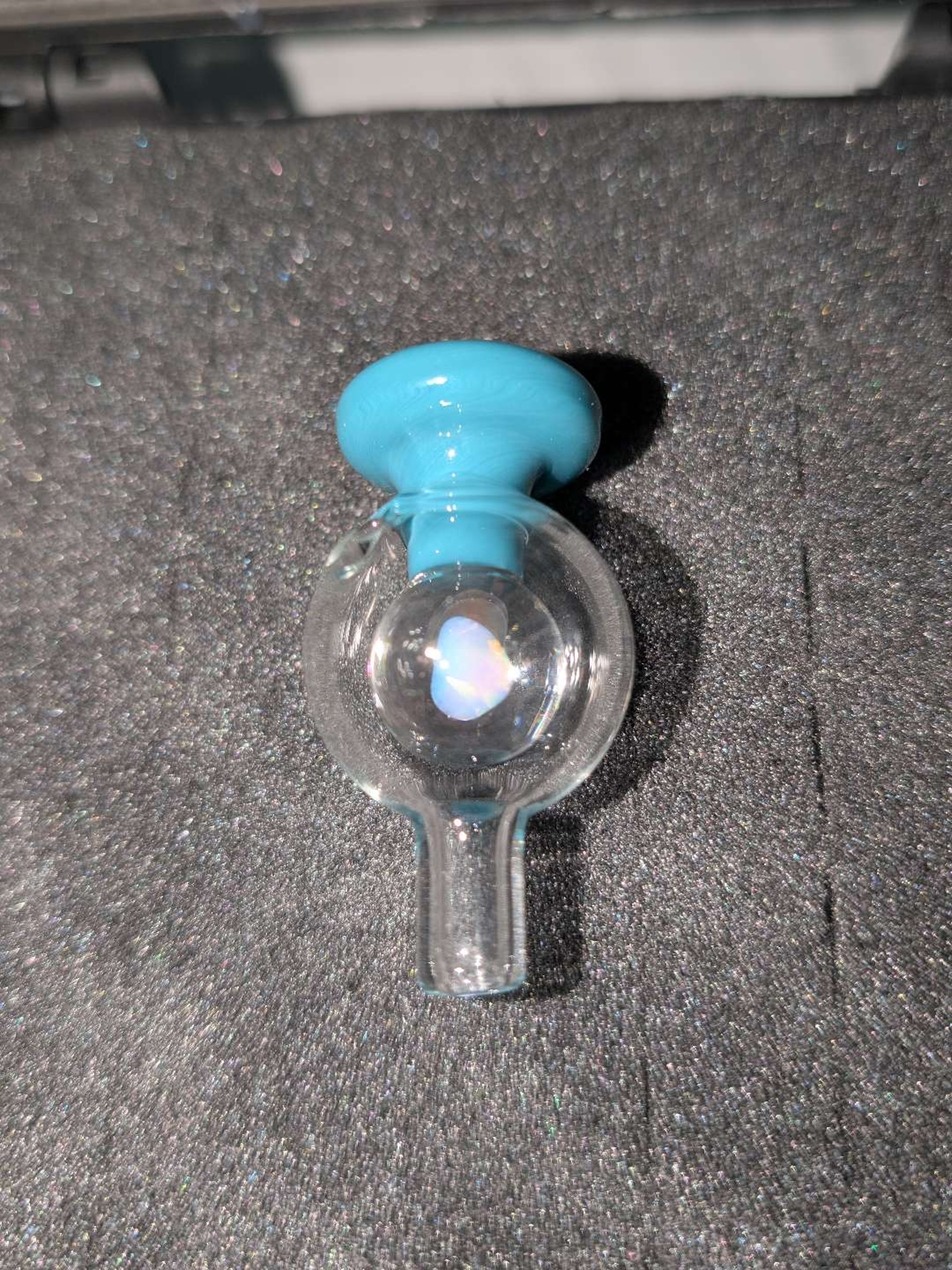 Preview pic of S23 Soup Glass 25/30mm Teal Bubble Cap