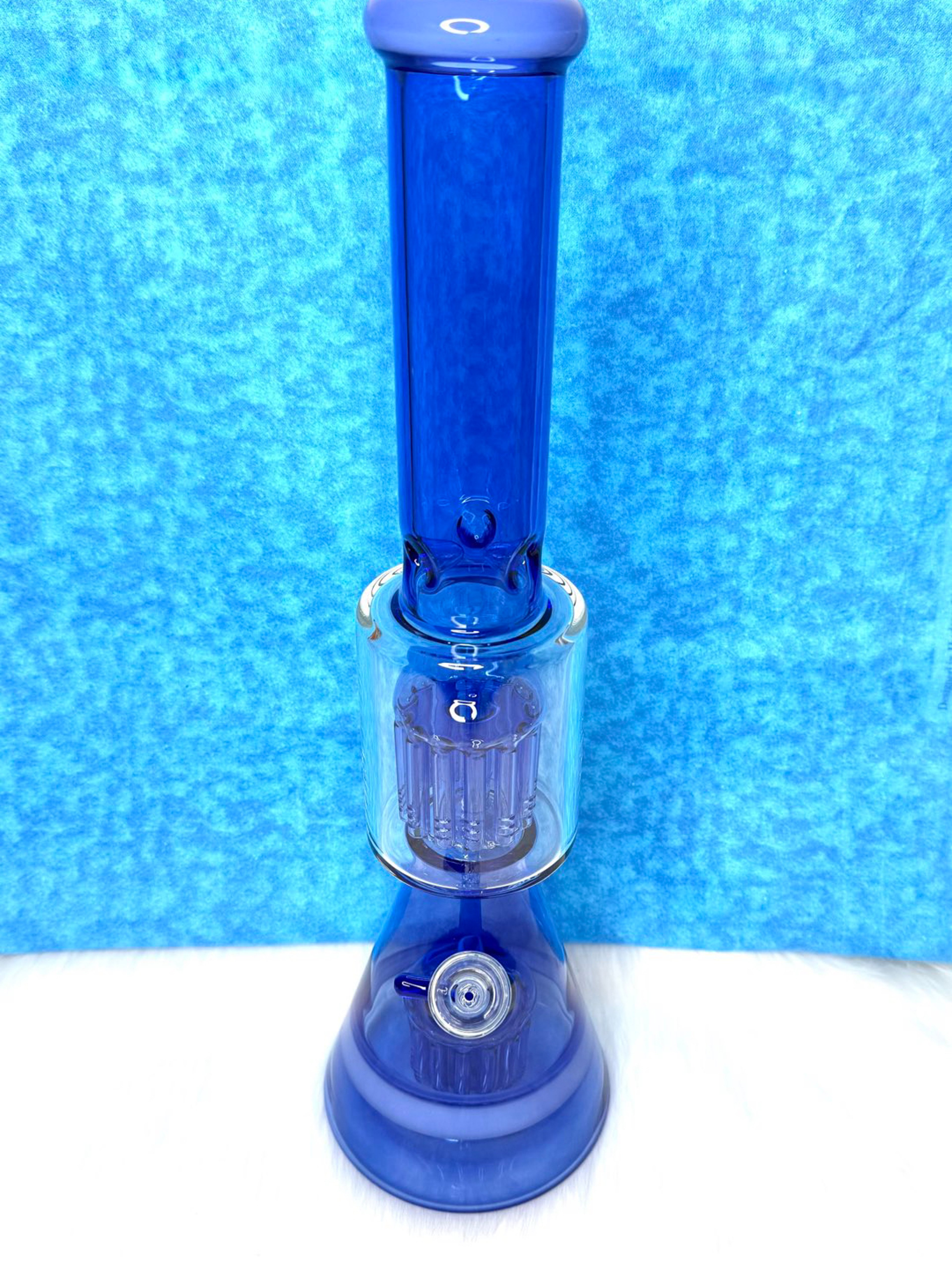 Blue 18 Inch Double Tree Perc Bong image 0