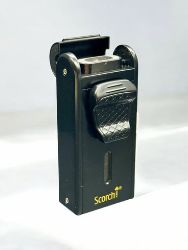 Preview pic of Black Scorch Torch 61816 – Heavy-Duty Double Flame Metal Lighter w/ Cigar Cutter & Punch (3.3”)