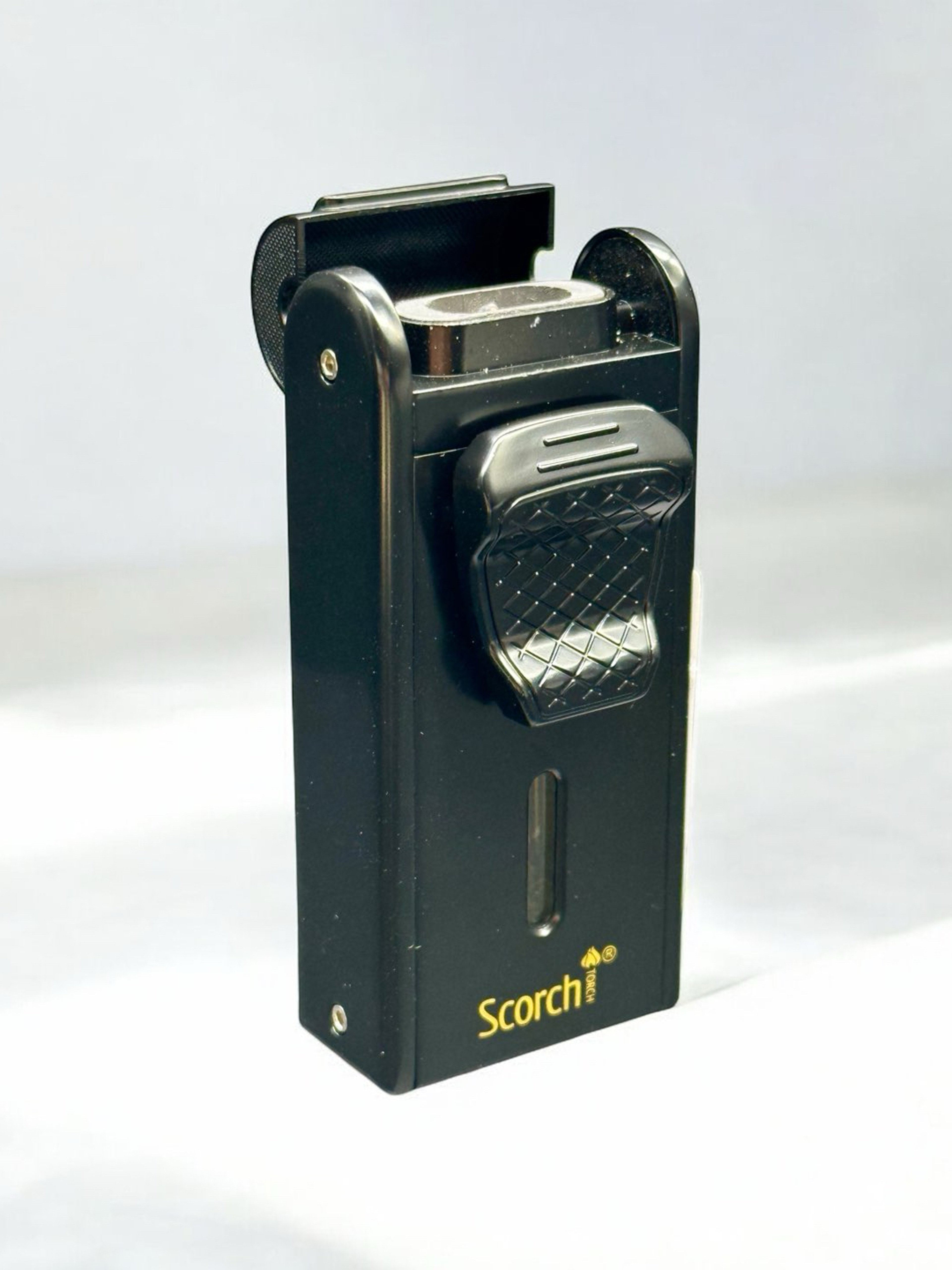 Preview pic of Black Scorch Torch 61816 – Heavy-Duty Double Flame Metal Lighter w/ Cigar Cutter & Punch (3.3”)