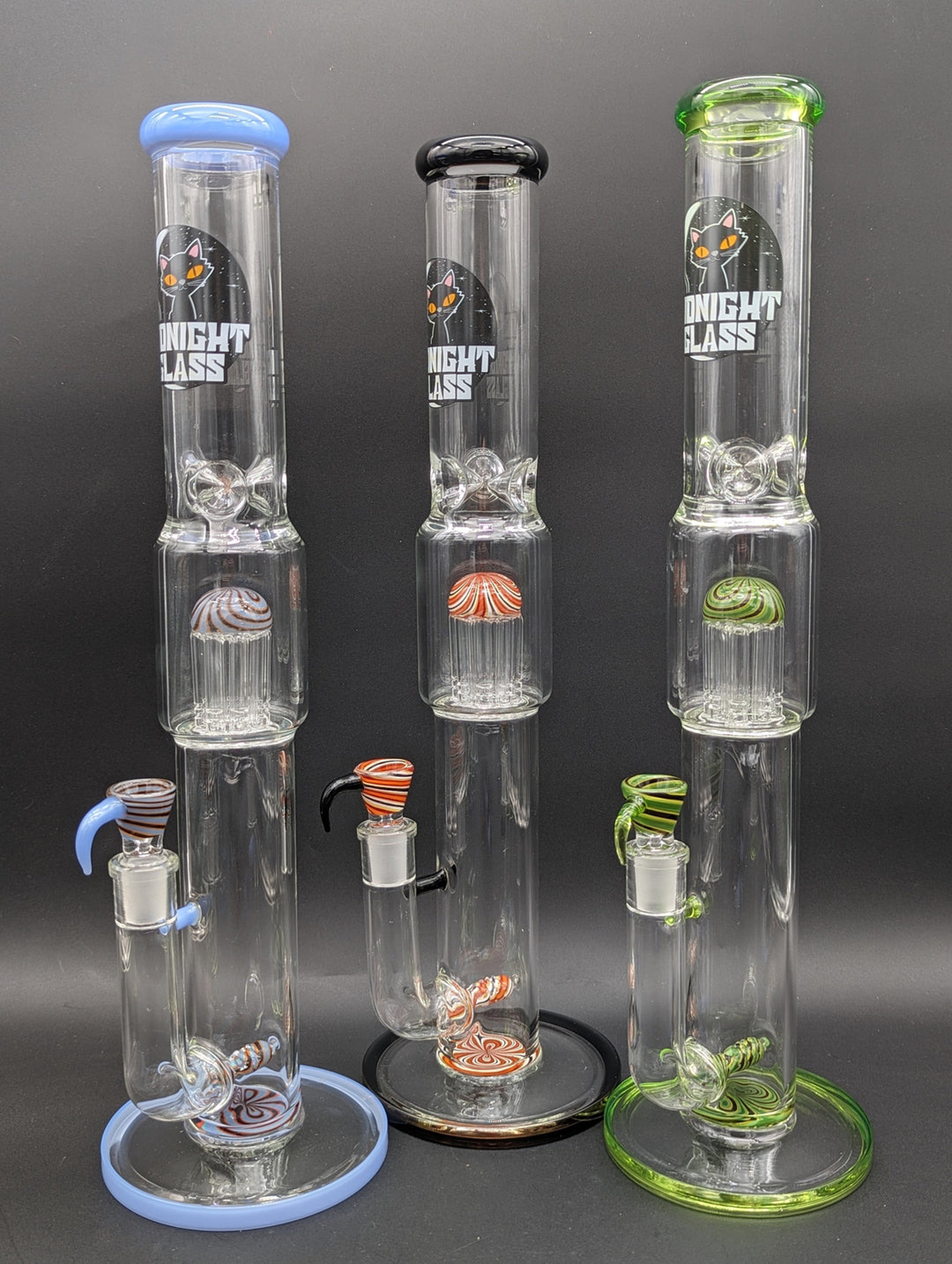 Midnight Glass 18” Worked Dual Perc Bong image 0