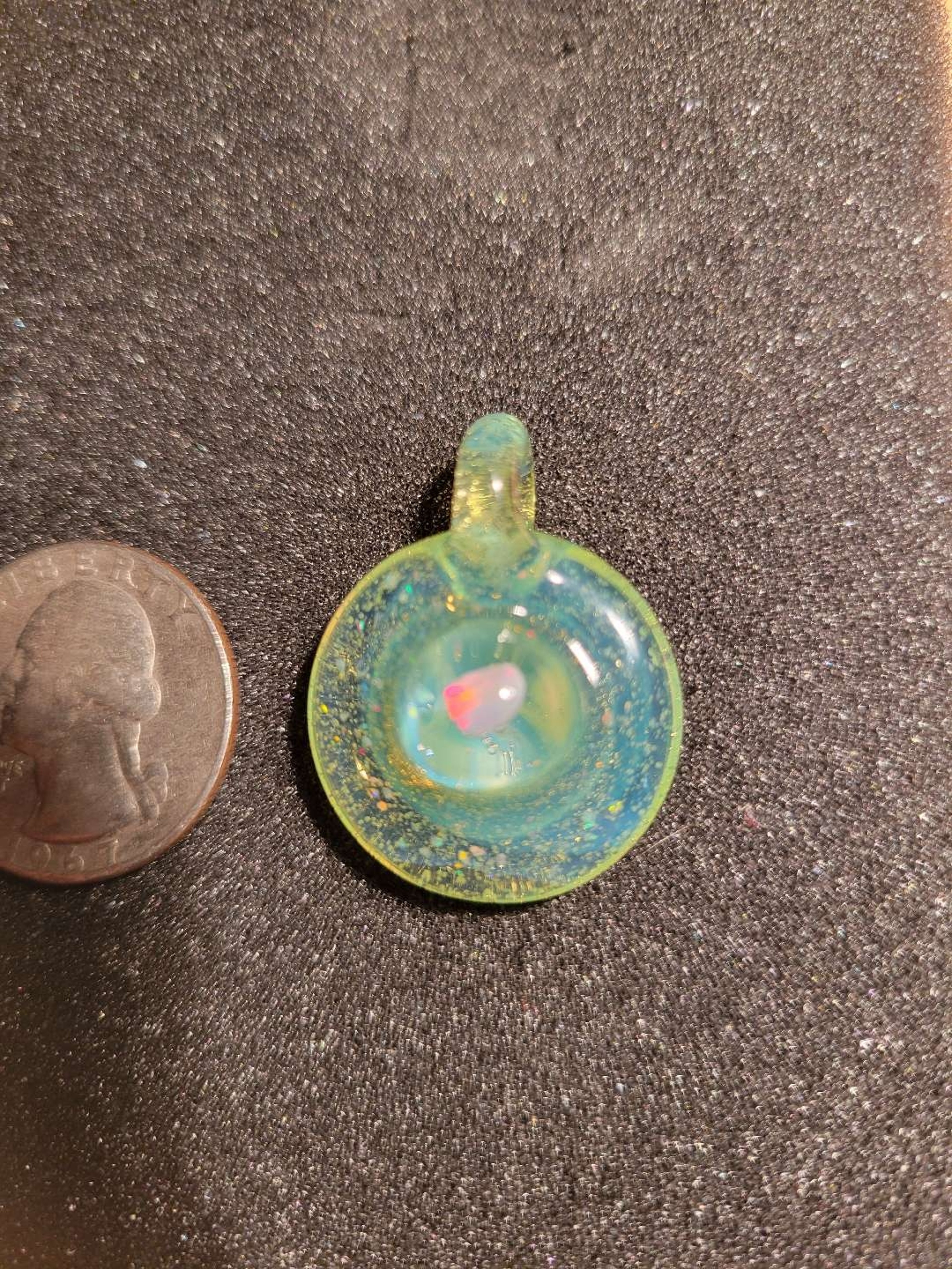Sunset slyme crushed opal pendant image 0