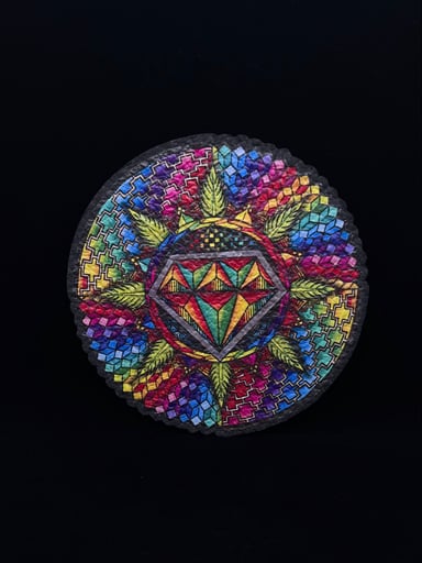 Preview pic of Geometric Diamond 8” Round Mat by Dennis Kwade x Moodmats