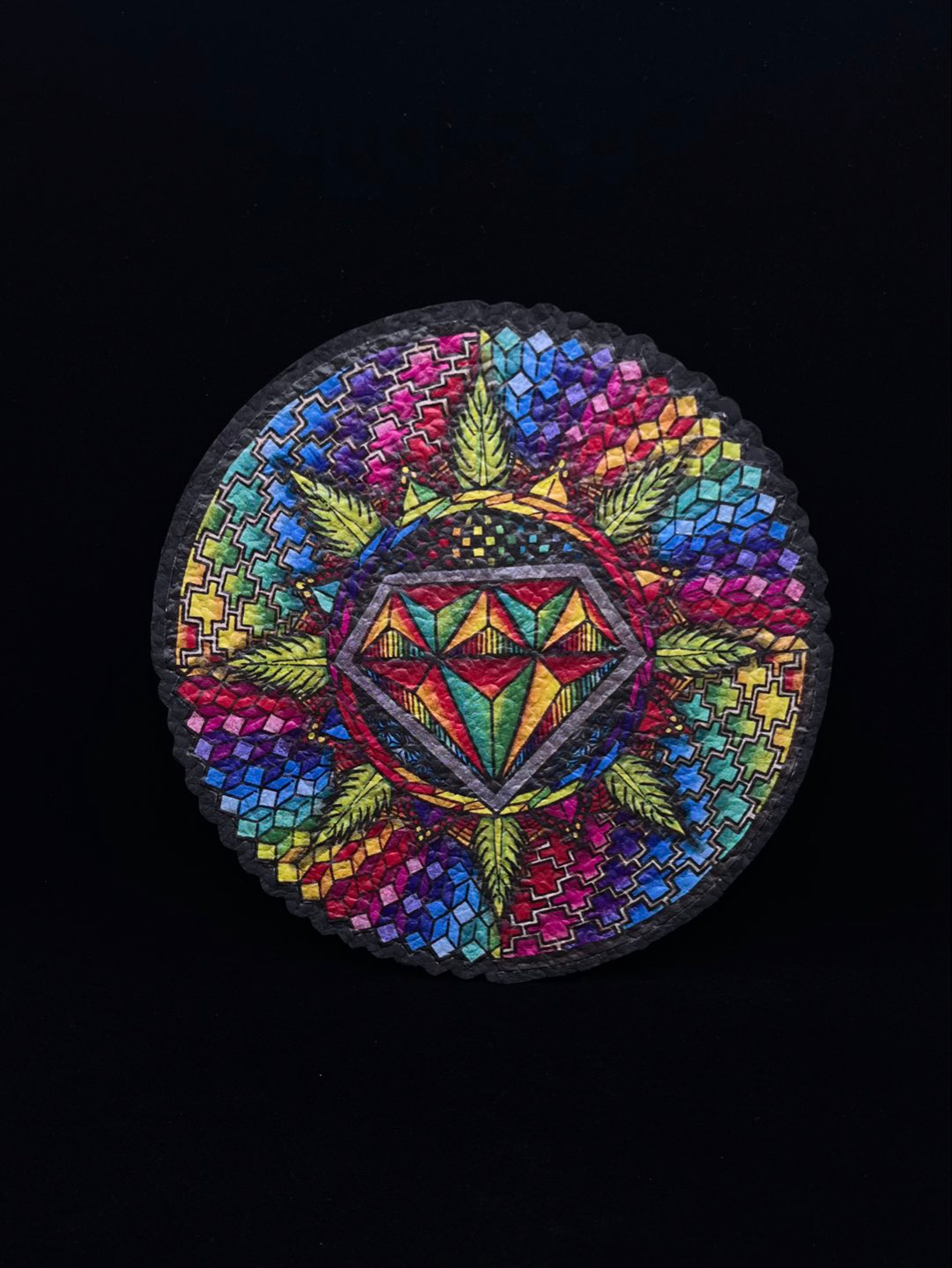 Geometric Diamond 8” Round Mat by Dennis Kwade x Moodmats image 0