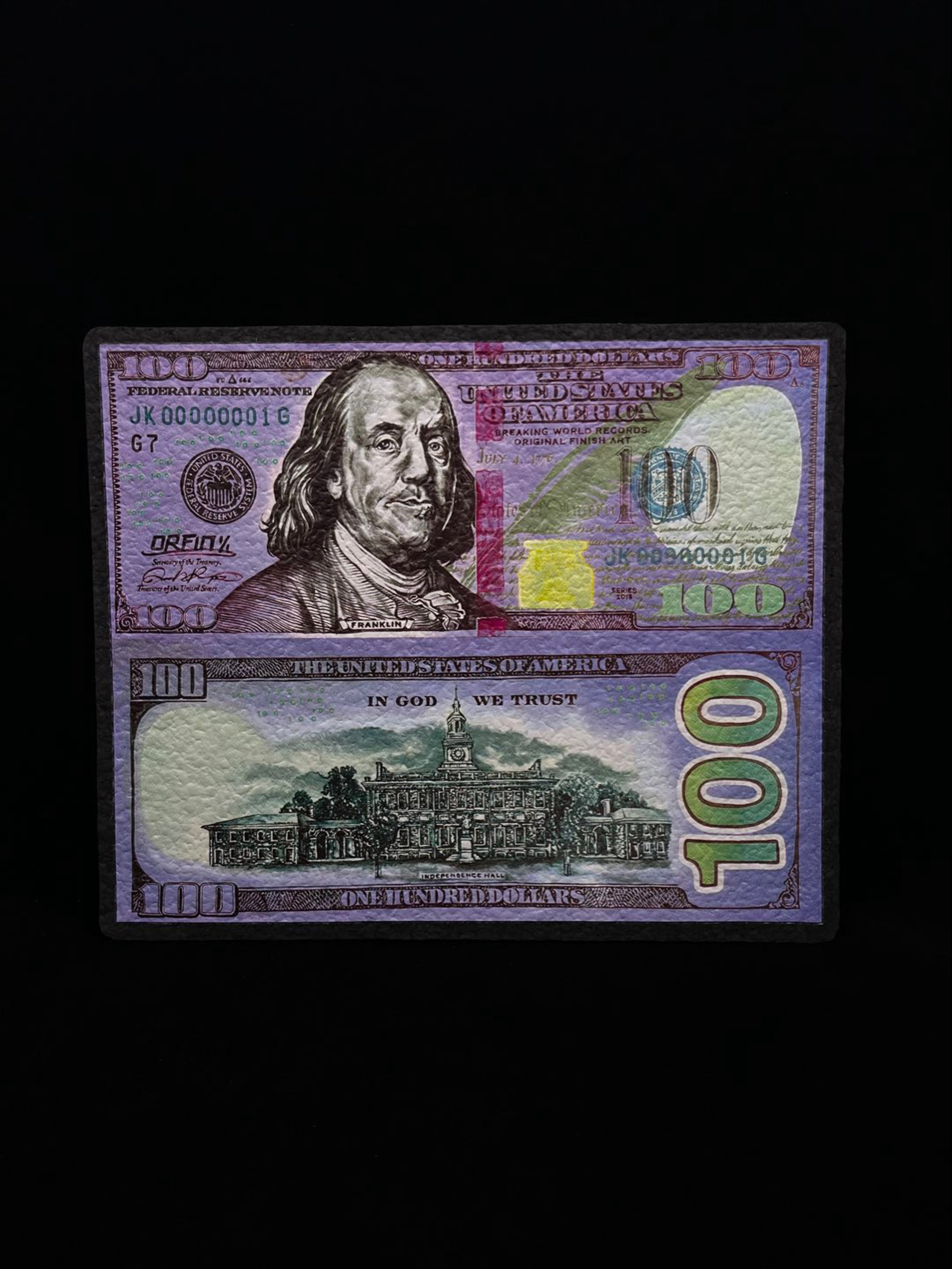 Preview pic of $100 Purple Bill Mat by Orfin x Moodmats