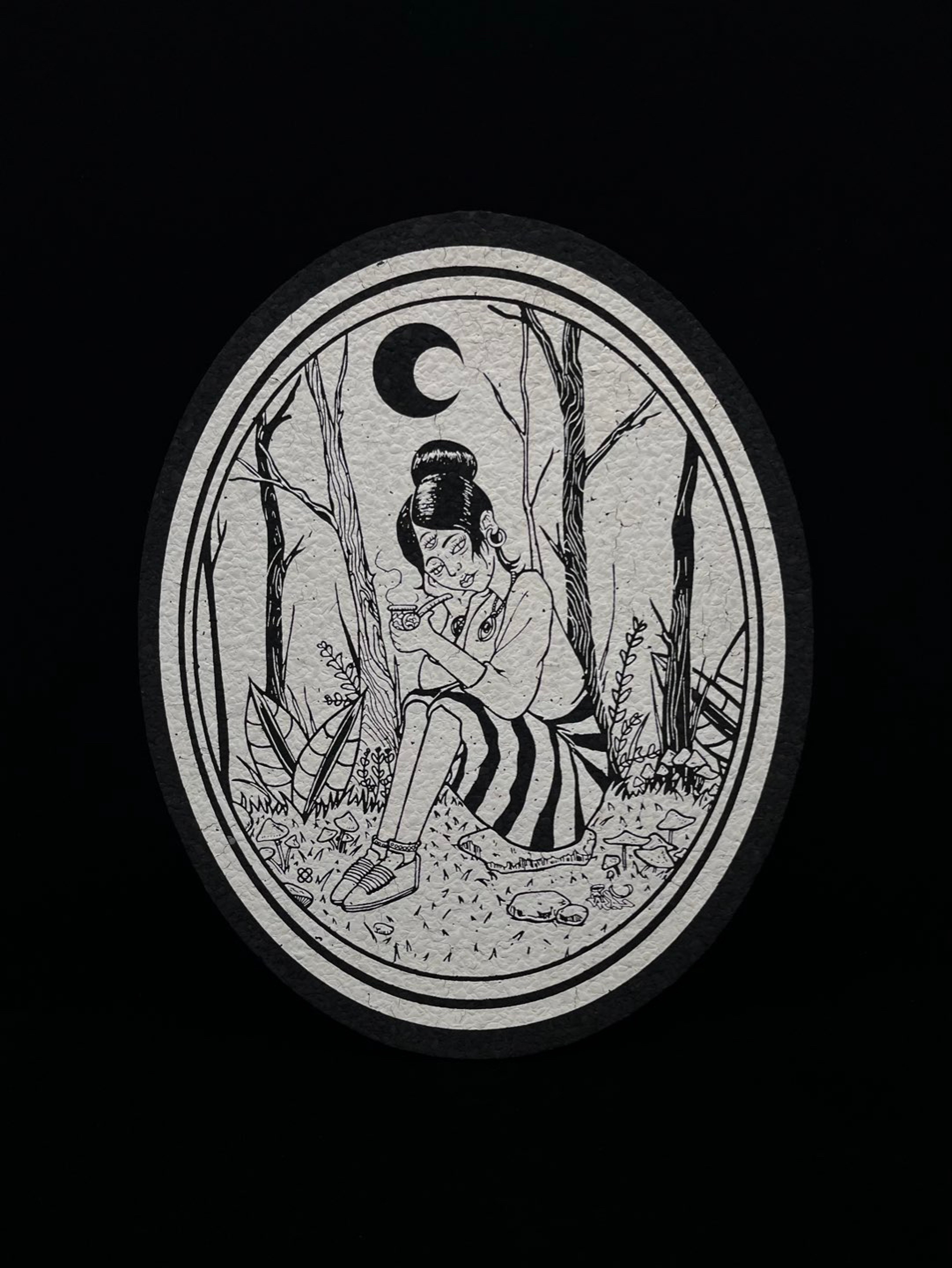 Preview pic of Smoking In The Woods Oval Mat by La Tia Artisan Glass Gallery x Ses Uno x Moodmats