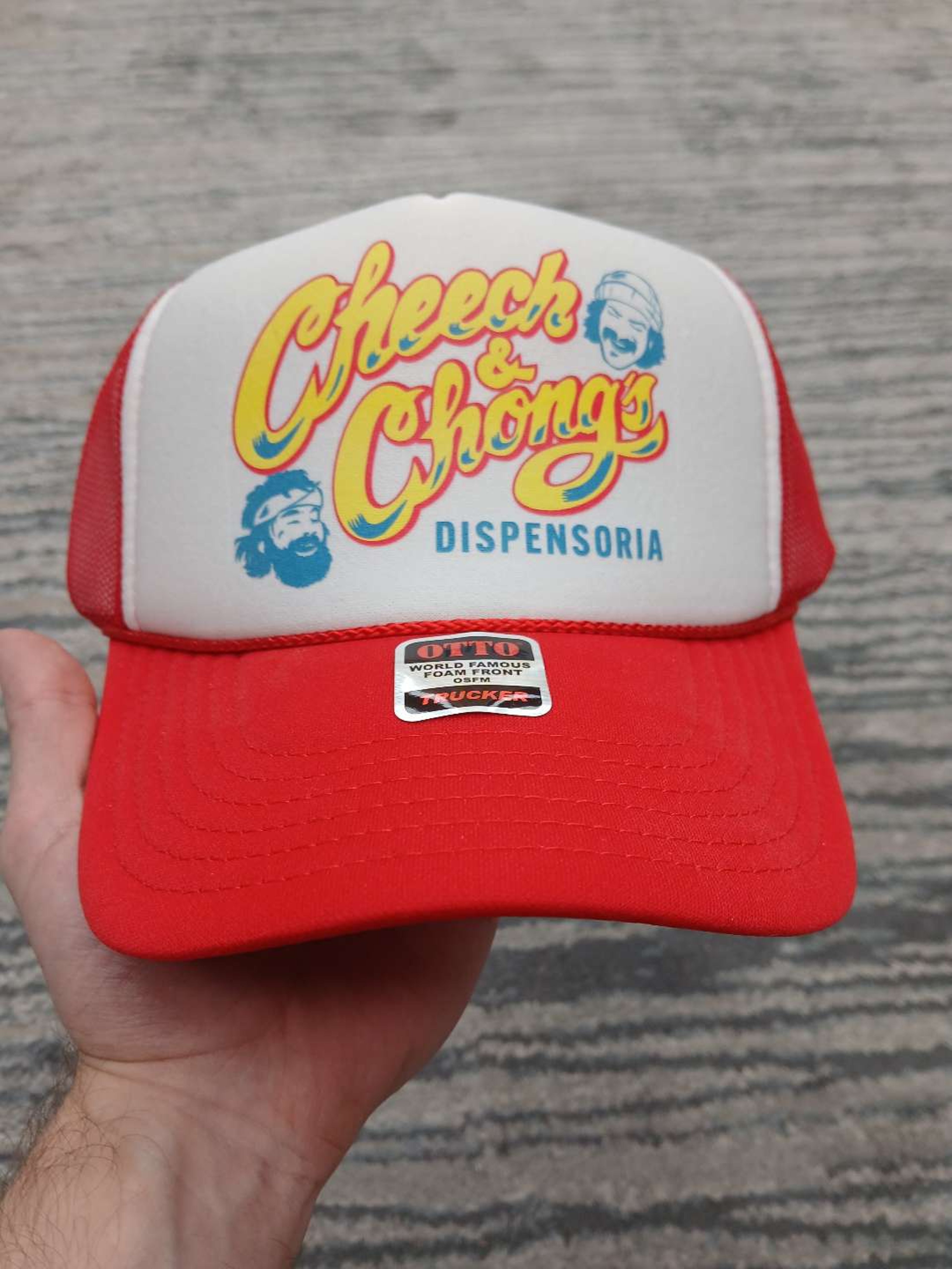 Preview pic of Cheech & Chong 'Dispensoria'  Trucker Hat (Red)