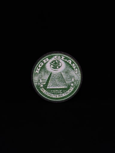 Preview pic of SIGNED In Donuts We Trust 5” Round Mat by KGB Glass x Moodmats