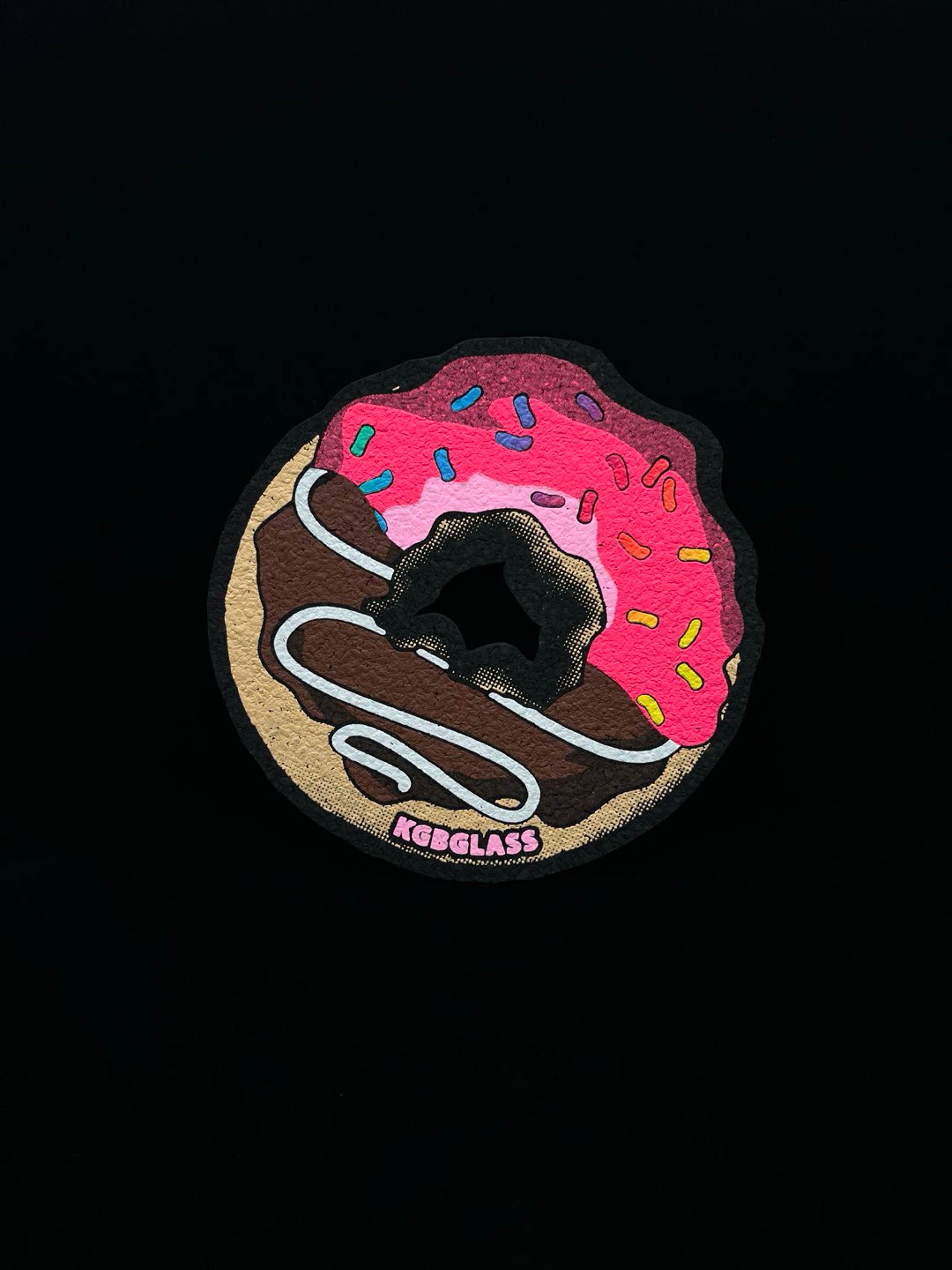 Preview pic of le50 Strawberry & Chcolate Split 8” Donut Mat by KGB Glass x Moodmats