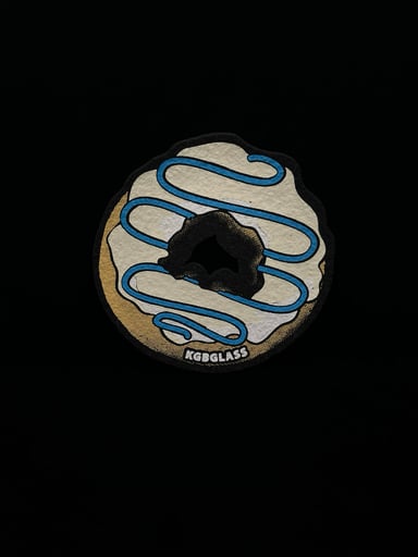 Preview pic of le100 Vanilla Frosted w/ Blue Drizzle 8” Donut Mat by KGB Glass x Moodmats
