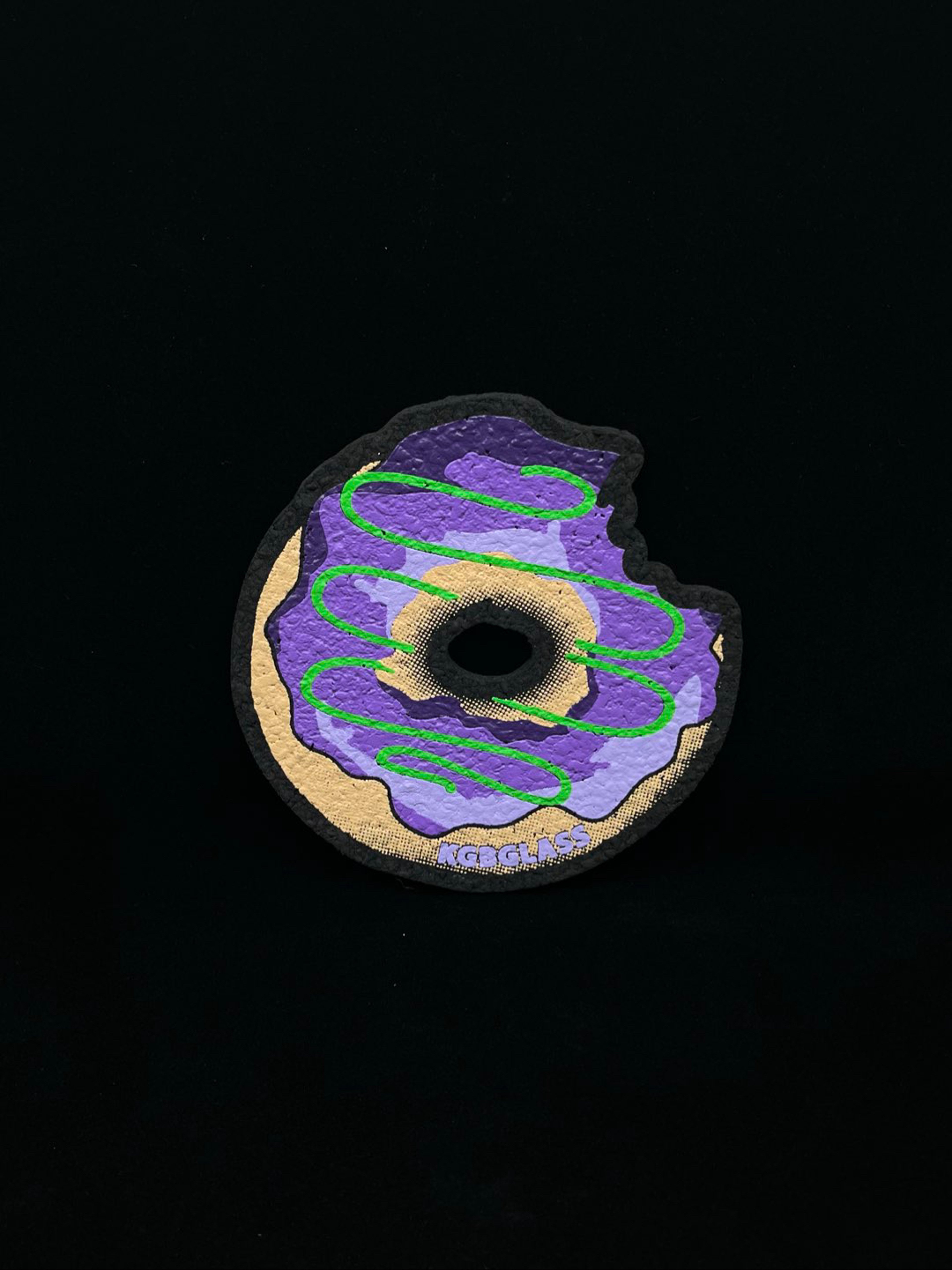 Preview pic of le100 Bitten Purple Frosted 5” Donut Mat by KGB Glass x Moodmats