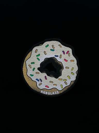 Preview pic of le100 Vanilla Frosted w/ Rainbow Sprinkle 8” Donut Mat by KGB Glass x Moodmats