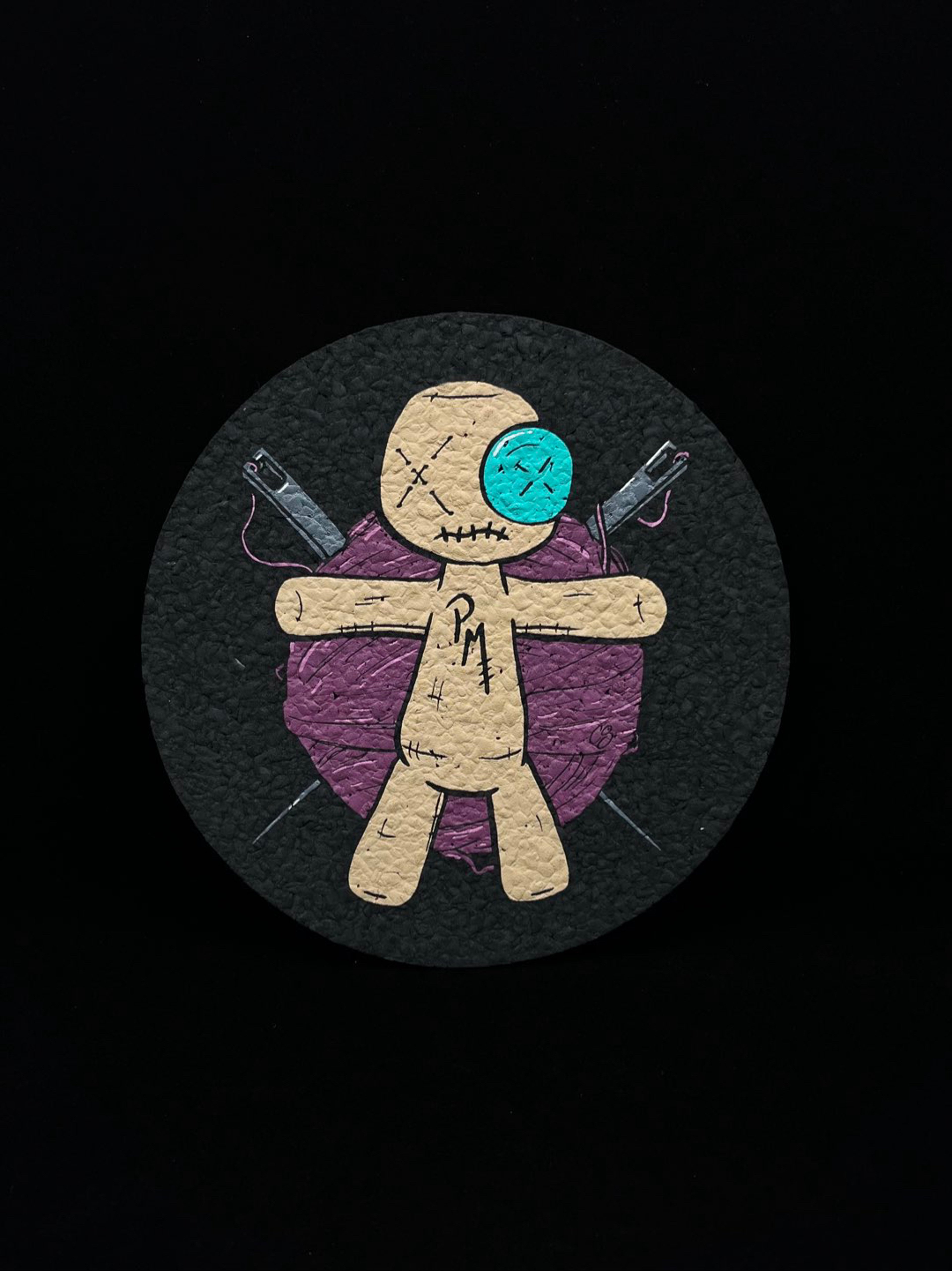 Preview pic of Voodoo Pinman 8” Round Mat by Muller Glass x Moodmats