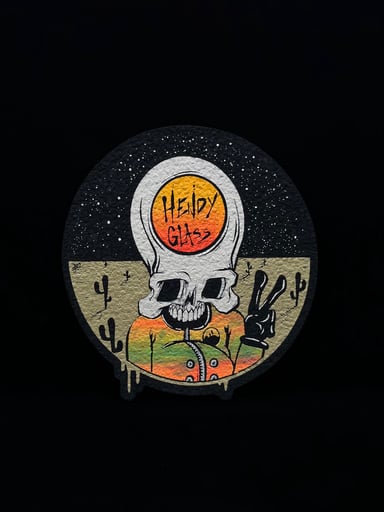 Preview pic of SIGNED 1/1 Invader 8” Round Mat by Aaron Brooks x Hendy Glass x Moodmats