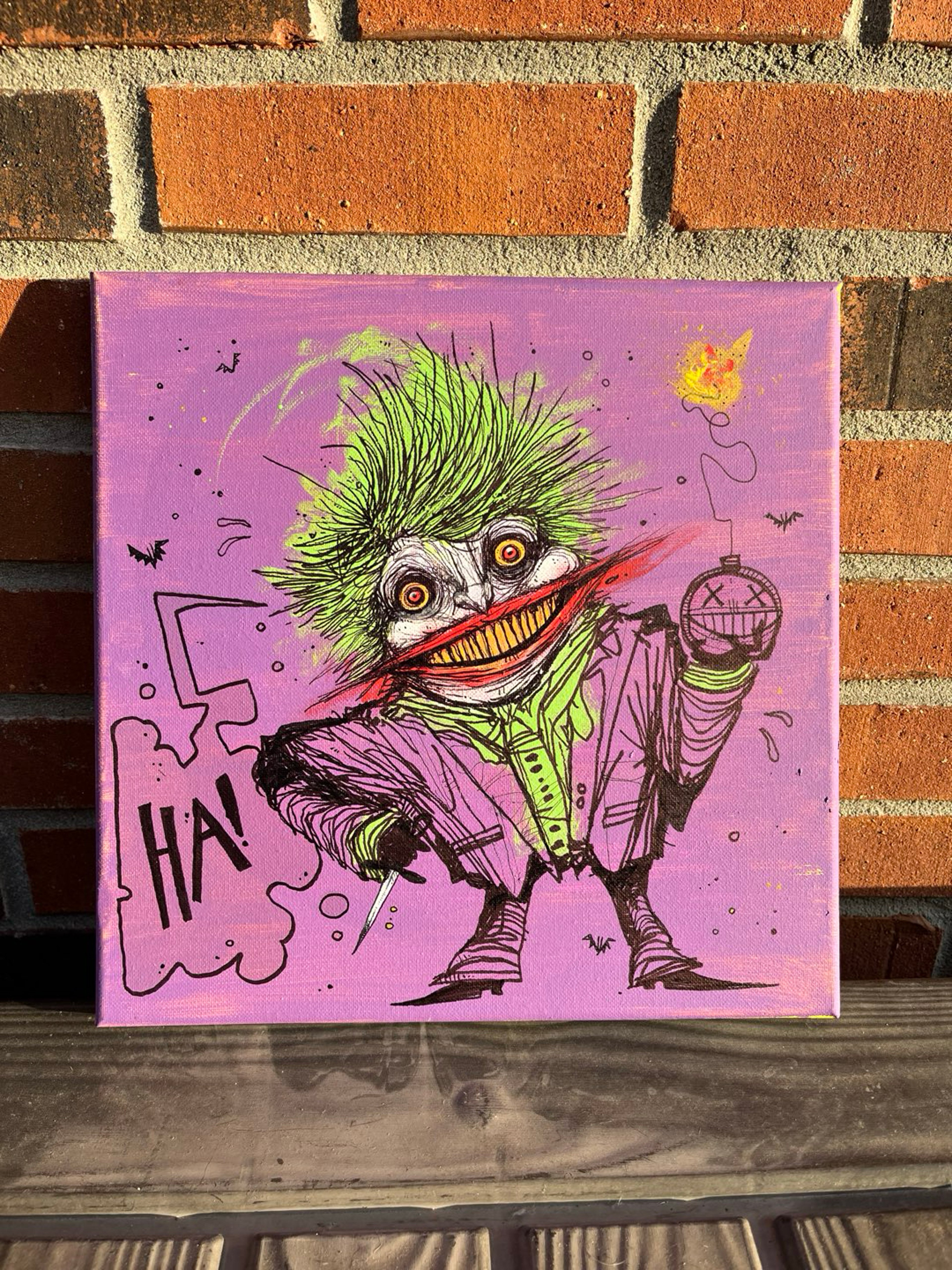 Preview pic of Joker Tribute 12” x 12” Original Canvas by Orrin Taylor