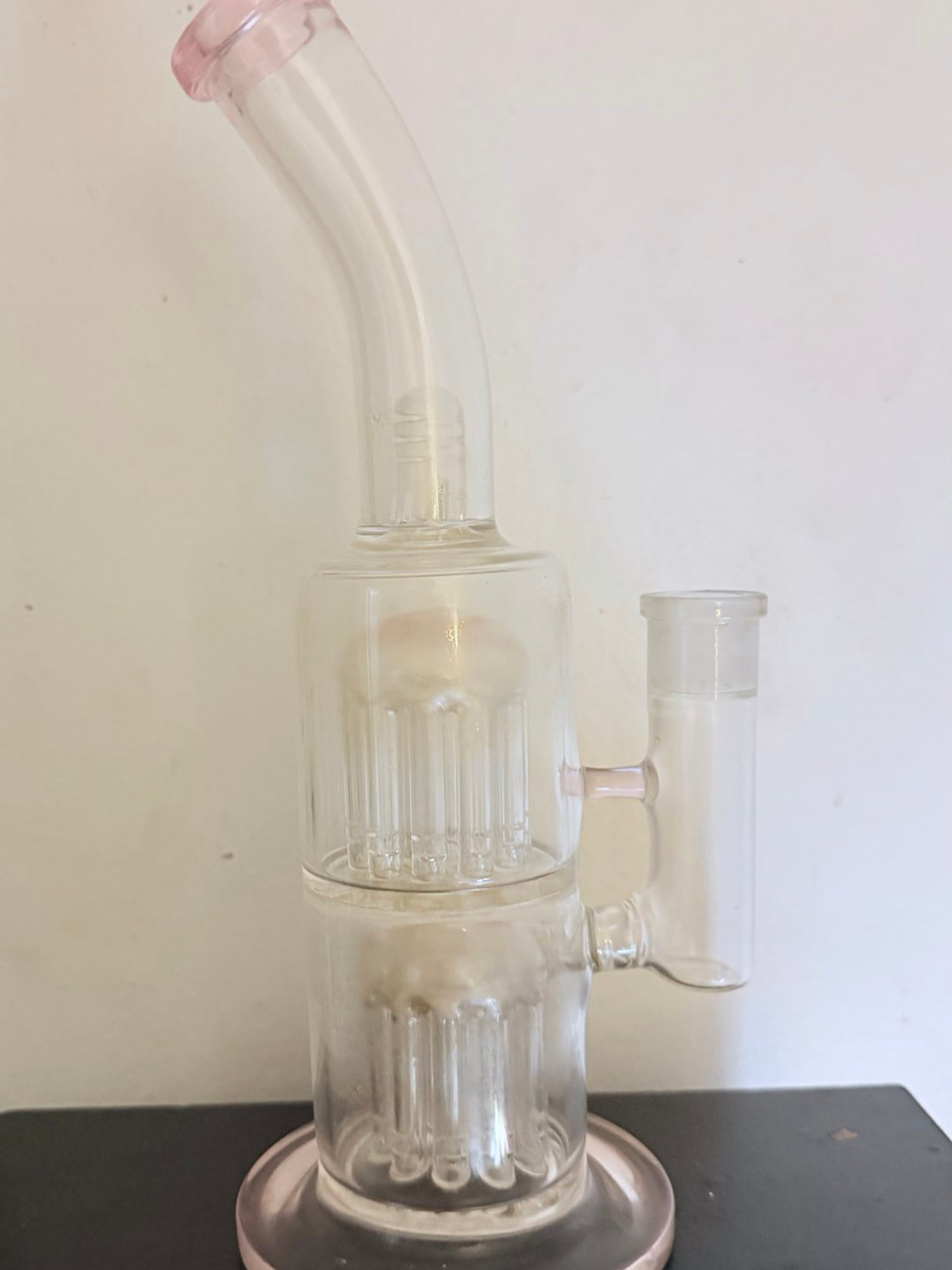 Preview pic of Double Barrel Percolatoed Glass Bong Complete Dab Rig Set up