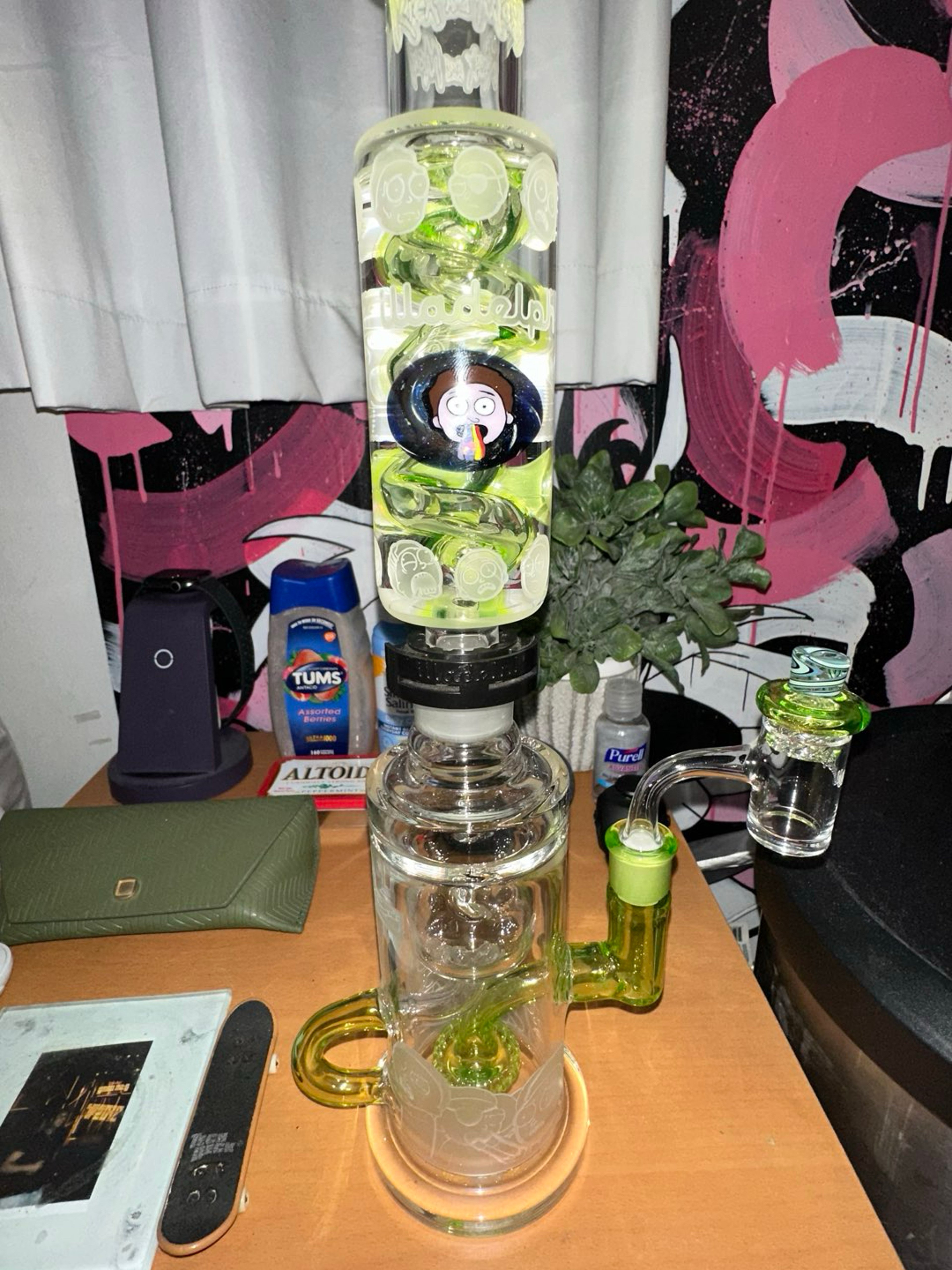 Preview pic of 1/1 Illadelph Rick n Morty UV Reactive Opal Frozen Coil Recycler [BRAND NEW/IN BOX]