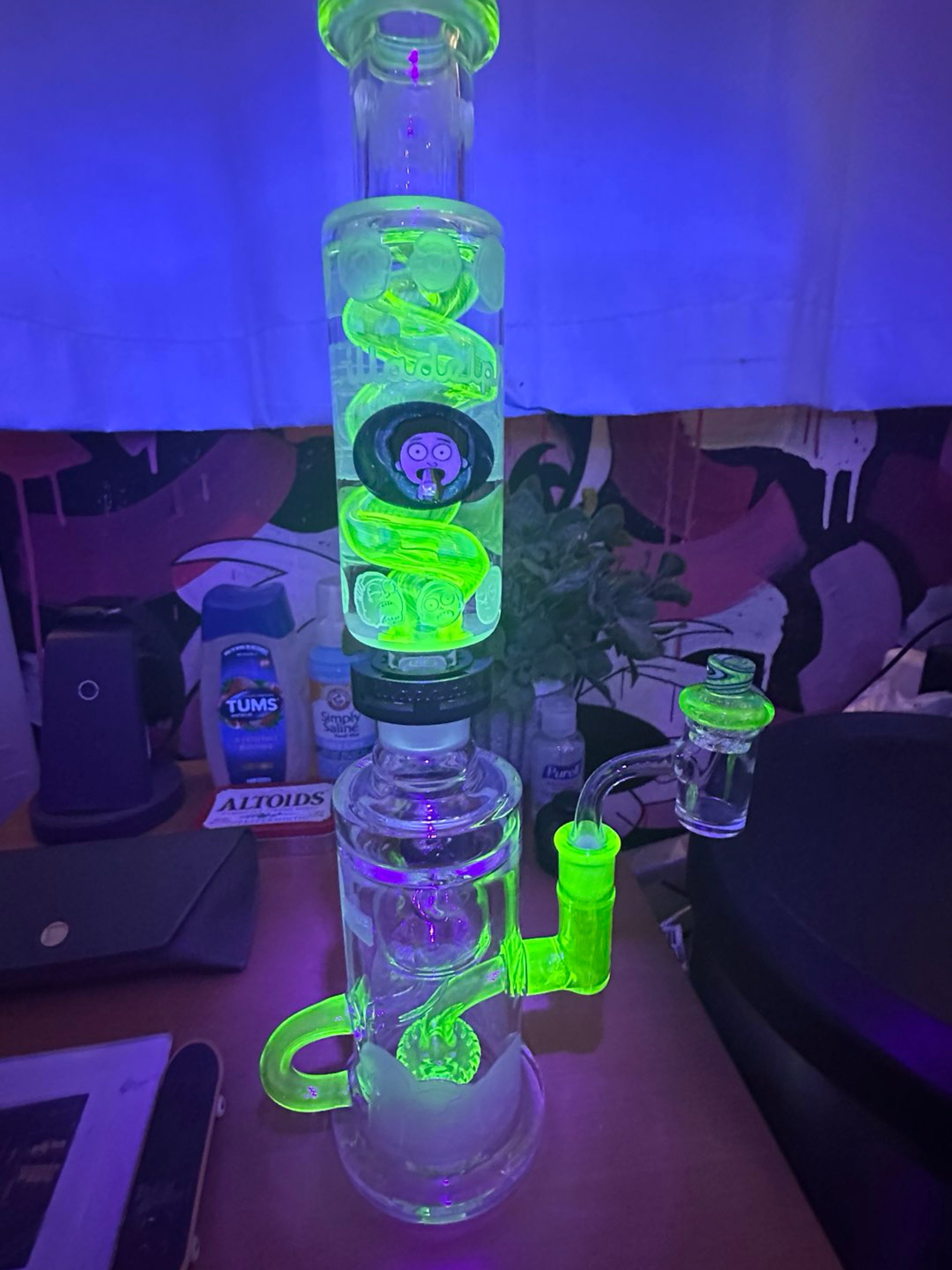 1/1 Illadelph Rick n Morty UV Reactive Opal Frozen Coil Recycler [BRAND NEW/IN BOX] image 0