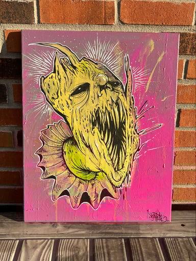 Preview pic of Lemony the Clown 16” x 20” Original Canvas by KaterTheAlchemist