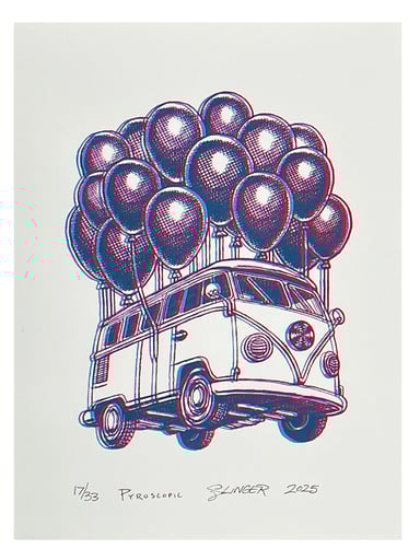 Preview pic of Parking Lot Collective “3D Flying Bus” Print