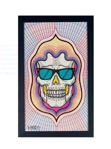 Preview pic of Bonethrower Hooded Skull Original Drawing w/ Cut Paper Layers
