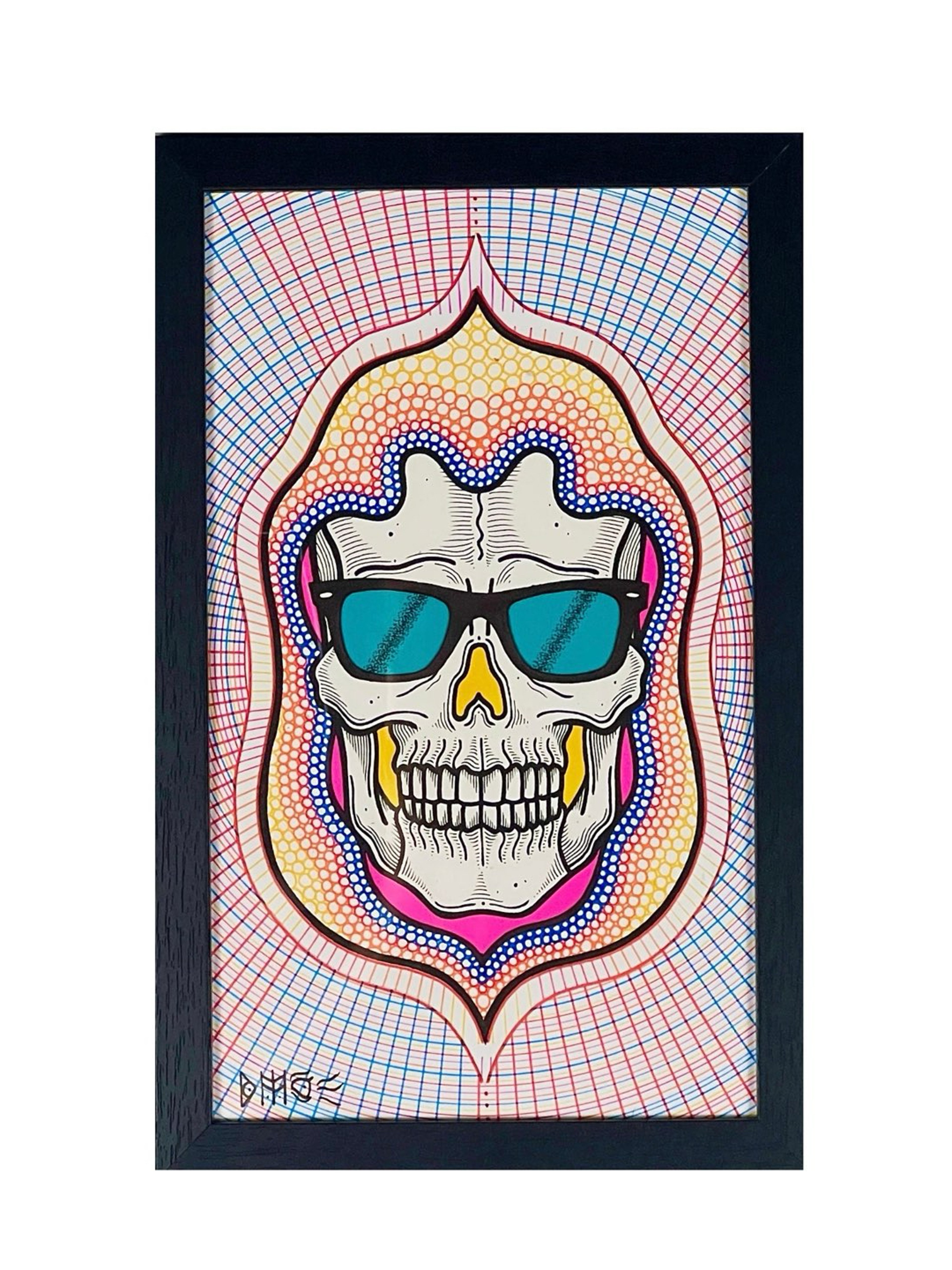 Bonethrower Hooded Skull Original Drawing w/ Cut Paper Layers image 0