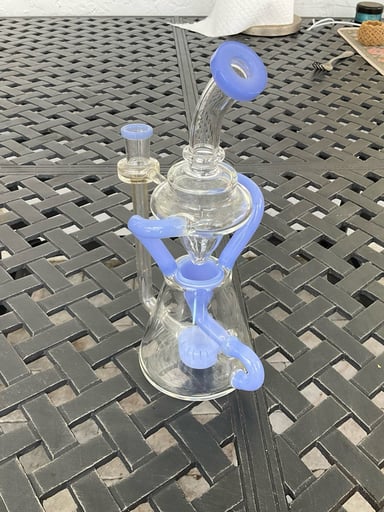 Preview pic of Pulsar 14mm external recycler rig milky purple