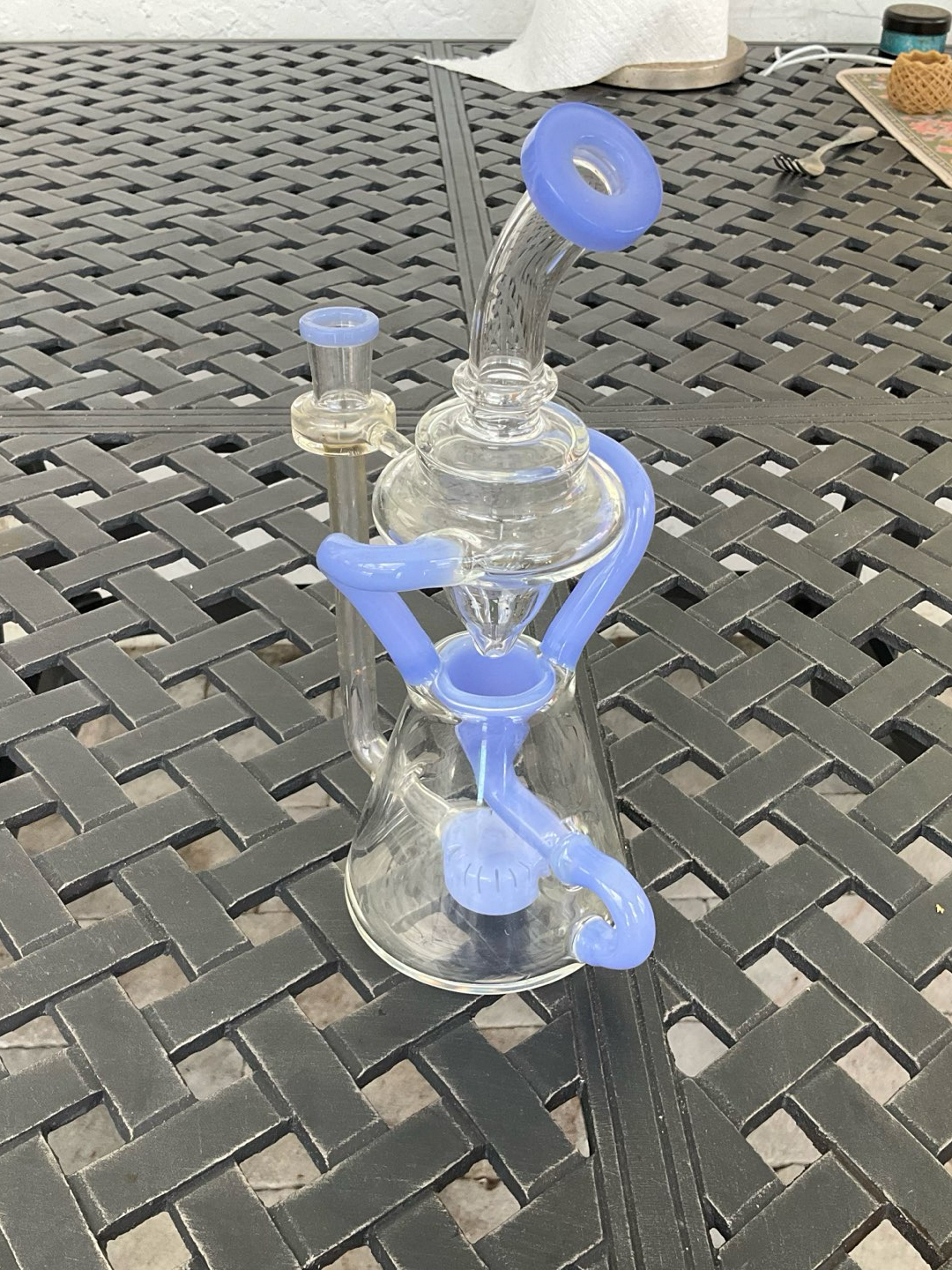 Preview pic of Pulsar 14mm external recycler rig milky purple