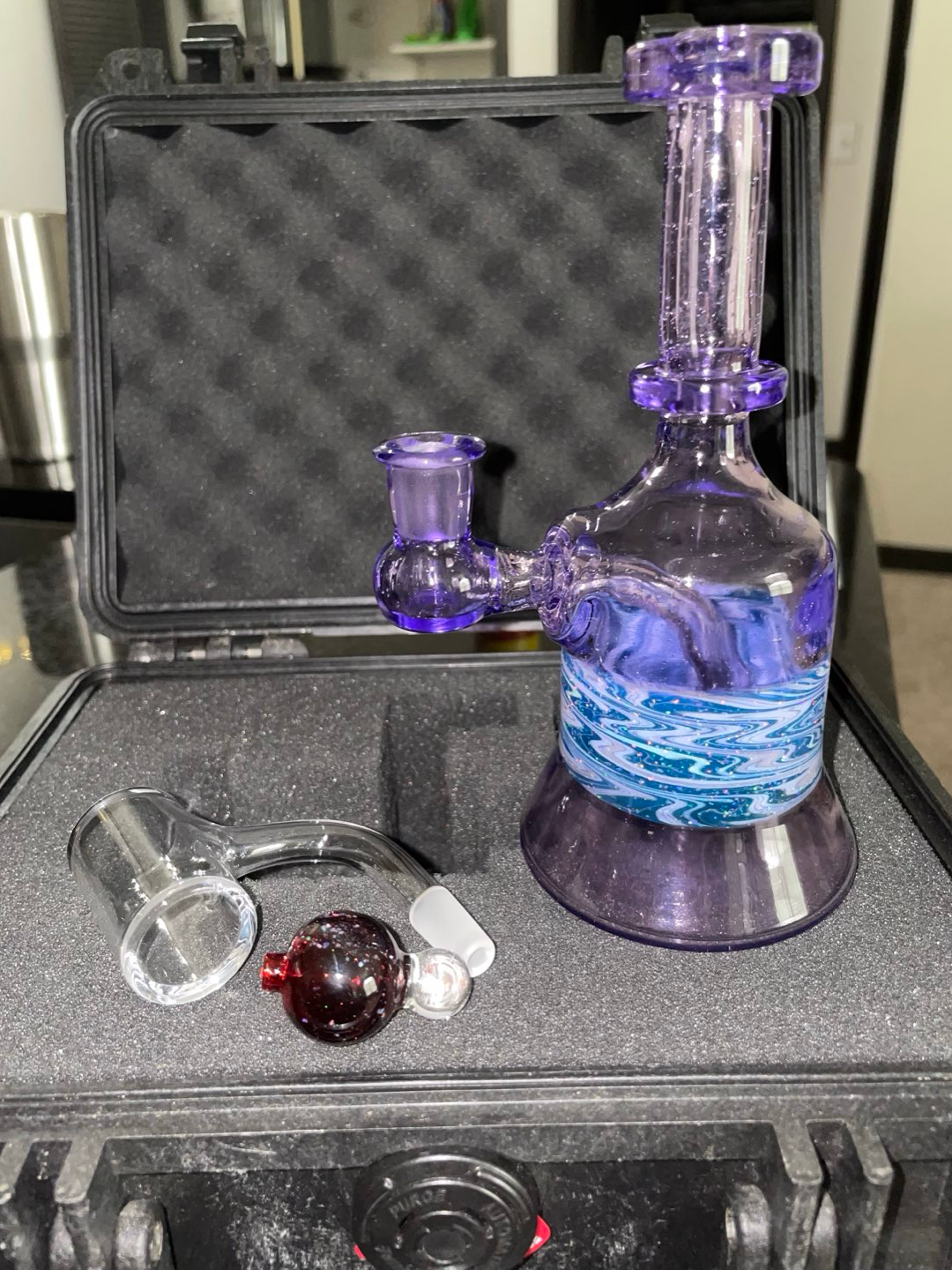 Preview pic of Continuum Glass Mini Tube w/ slurper, opal cap and fitted pelican case