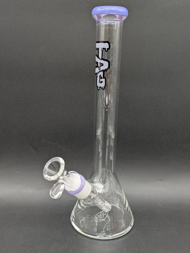 Preview pic of TAG - 12" BEAKER 32X4MM - 18/14MM DOWNSTEM | PURPLE ACCENTS
