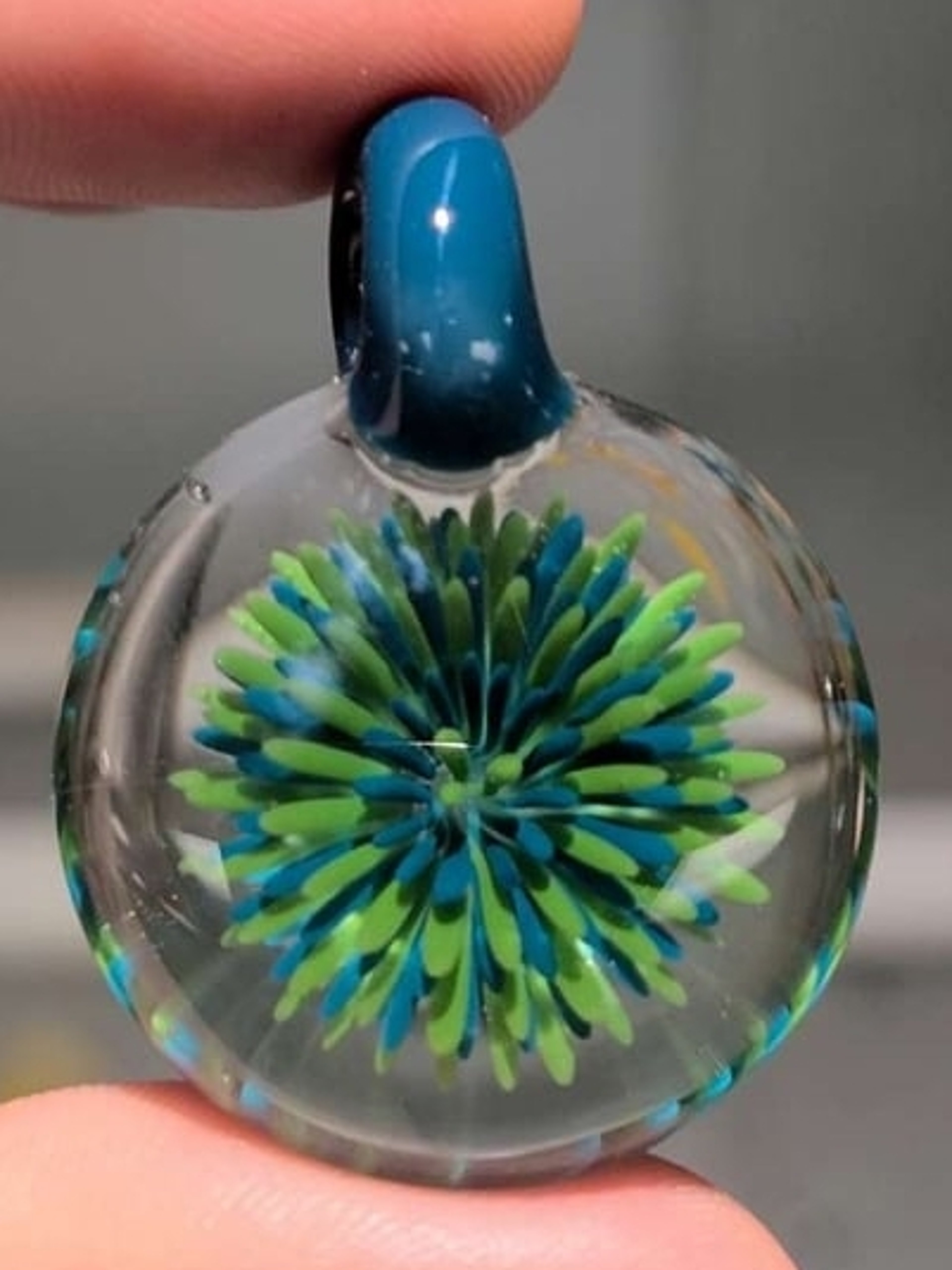 Jade and Blue Spruce Implosion Pendant image 0