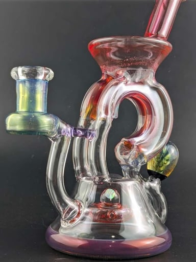 Preview pic of Gurn glass 'Yo-Yo' Recycler partial clear accented,Black Friday deal!!!