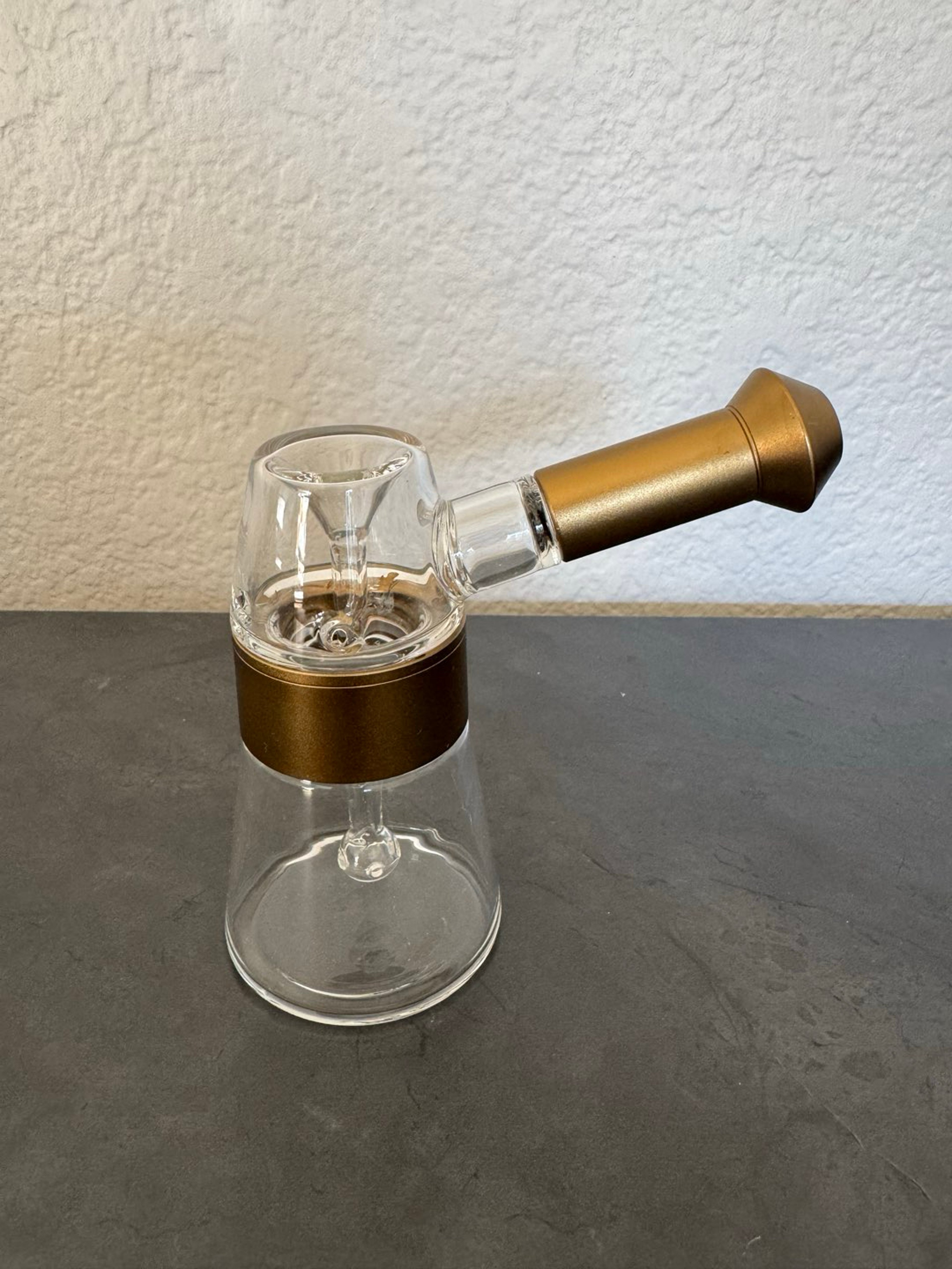 Preview pic of Masterdam glass with aluminum mouth tip bubbler (Gold Color)