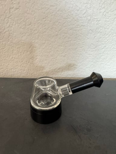 Preview pic of Masterdam glass bowl spoon pipe with aluminum storage base (Black Color)