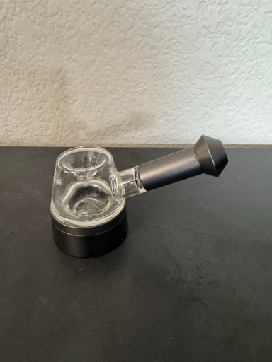 Preview pic of Masterdam glass bowl spoon pipe with aluminum storage base (Gray Color)